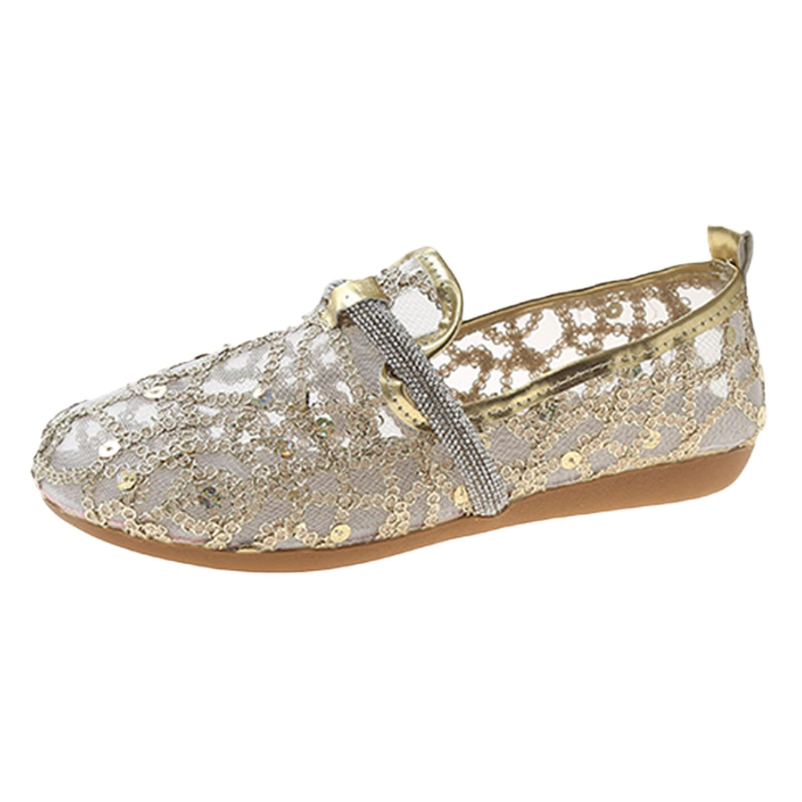 Breathable Women's Casual Sneakers - Lightweight Mesh Hollow Summer Shoes with Rhinestone Belt, Low Cut Canvas Flats for Walking, Travel & Daily Wear