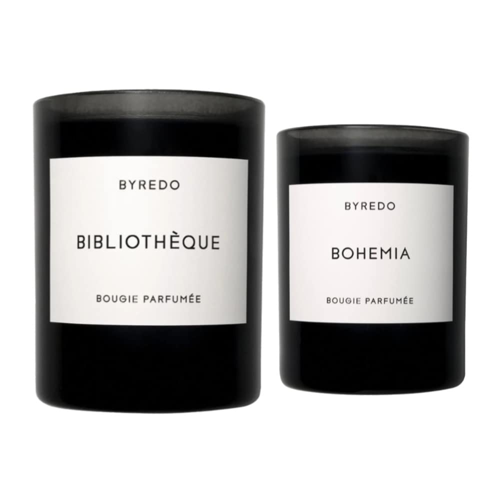 Byredo Scented Bibliotheque & Bohemia Luxury Scented Candles (2-Pack, 8.4oz) - Premium Home Fragrance for Relaxation, Meditation & Romantic Ambience