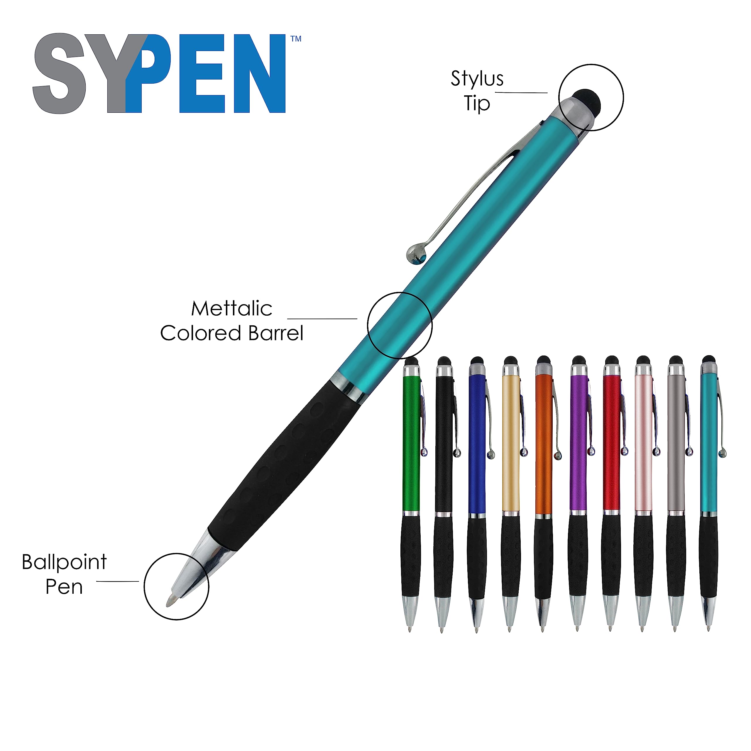 Custom Logo Stylus Pens 300 Pack Bulk - 2-in-1 Ballpoint Pen & Touchscreen Stylus for Business, Events & Promotions (Black Barrel with Black Ink) - Perfect for Corporate Gifts, Trade Shows & Branded Giveaways
