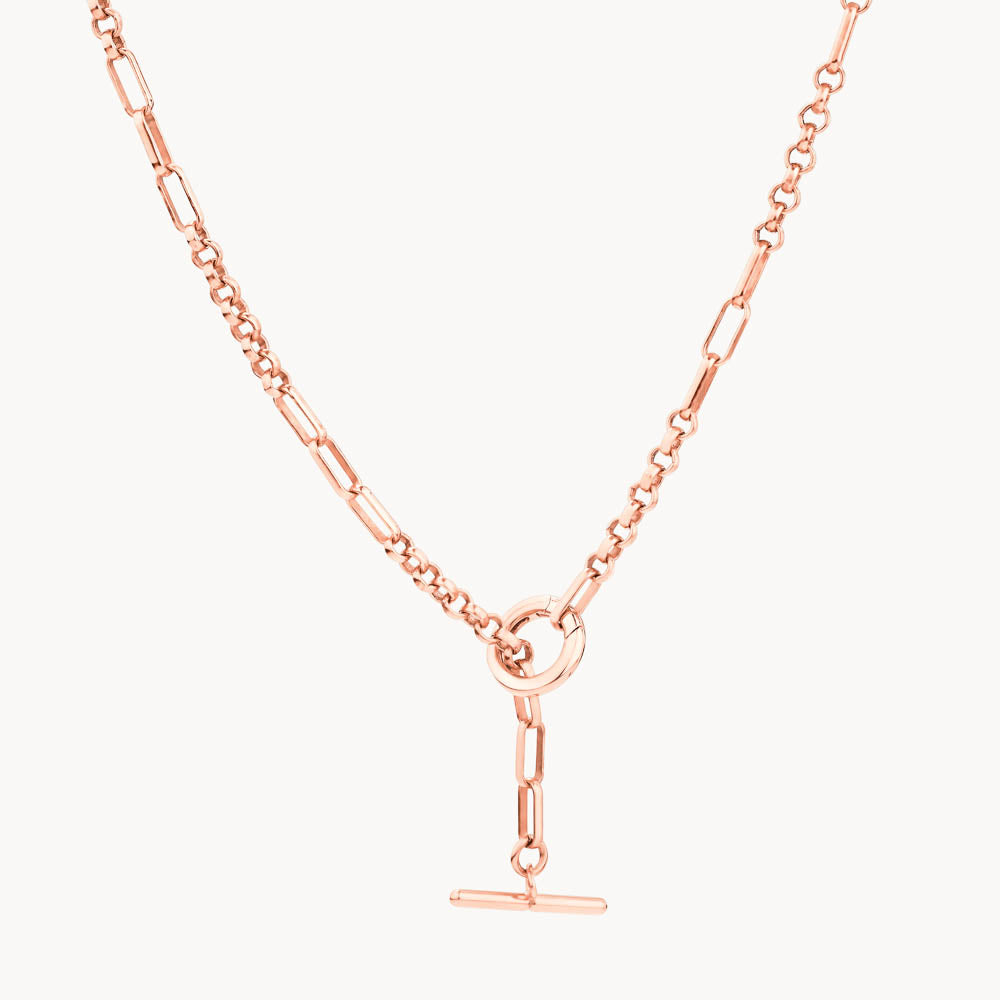 Rose Gold Fob Fundamental Chain Necklace - Elegant Layering Piece for Women, Perfect for Everyday Wear & Special Occasions