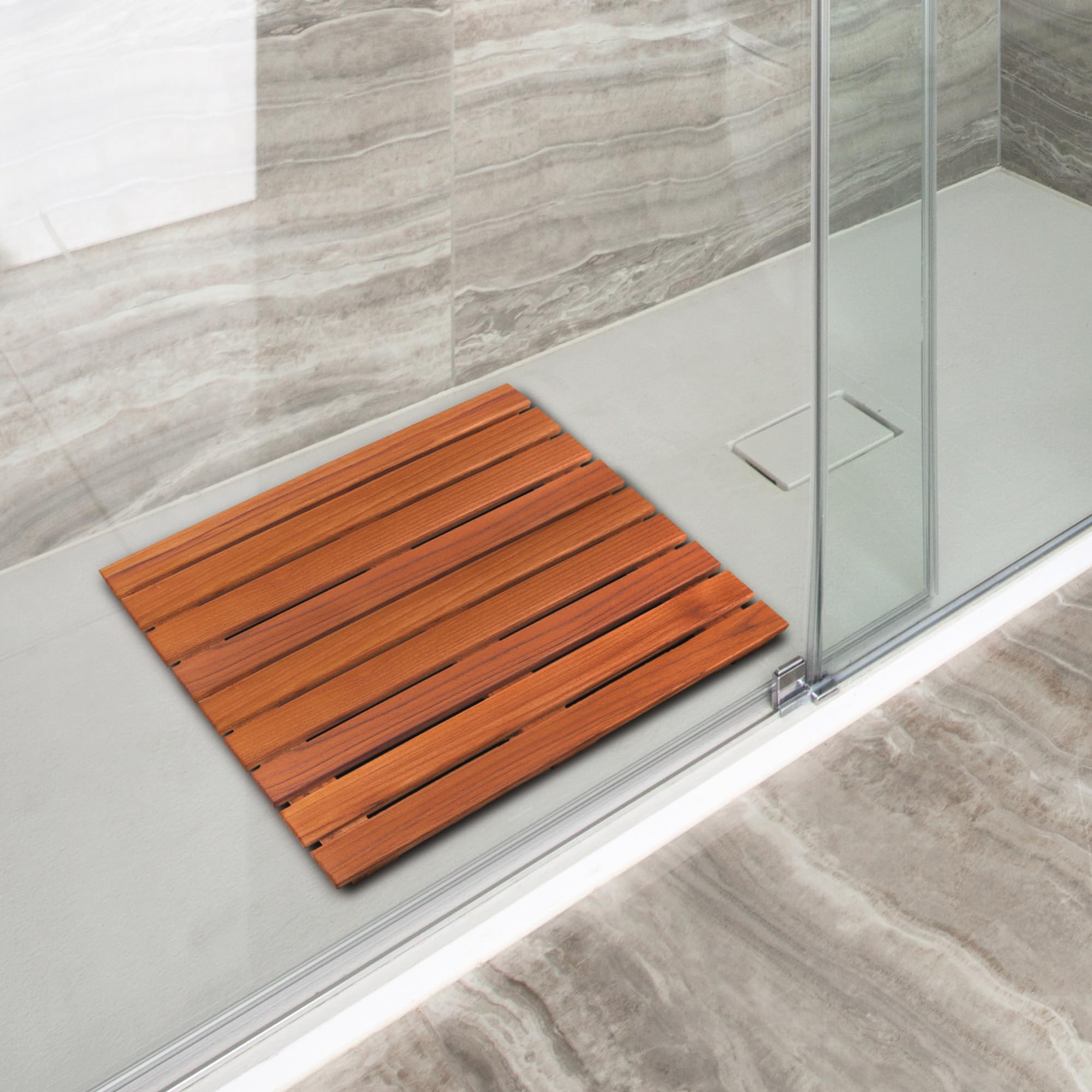Premium Teak Shower Mat - Non-Slip Bath Mat for Bathtub & Spa - 20