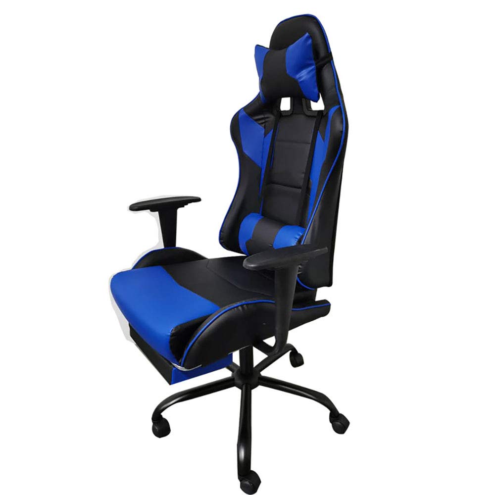 Premium Ergonomic Gaming & Office Chair - Adjustable High Back PU Leather Desk Chair with Lumbar Support & Footrest - Modern Swivel Rolling Task Chair for PC Gaming, Work & Home Office (Blue) - Perfect for Long Hours of Comfortable Work & Gaming Sessions
