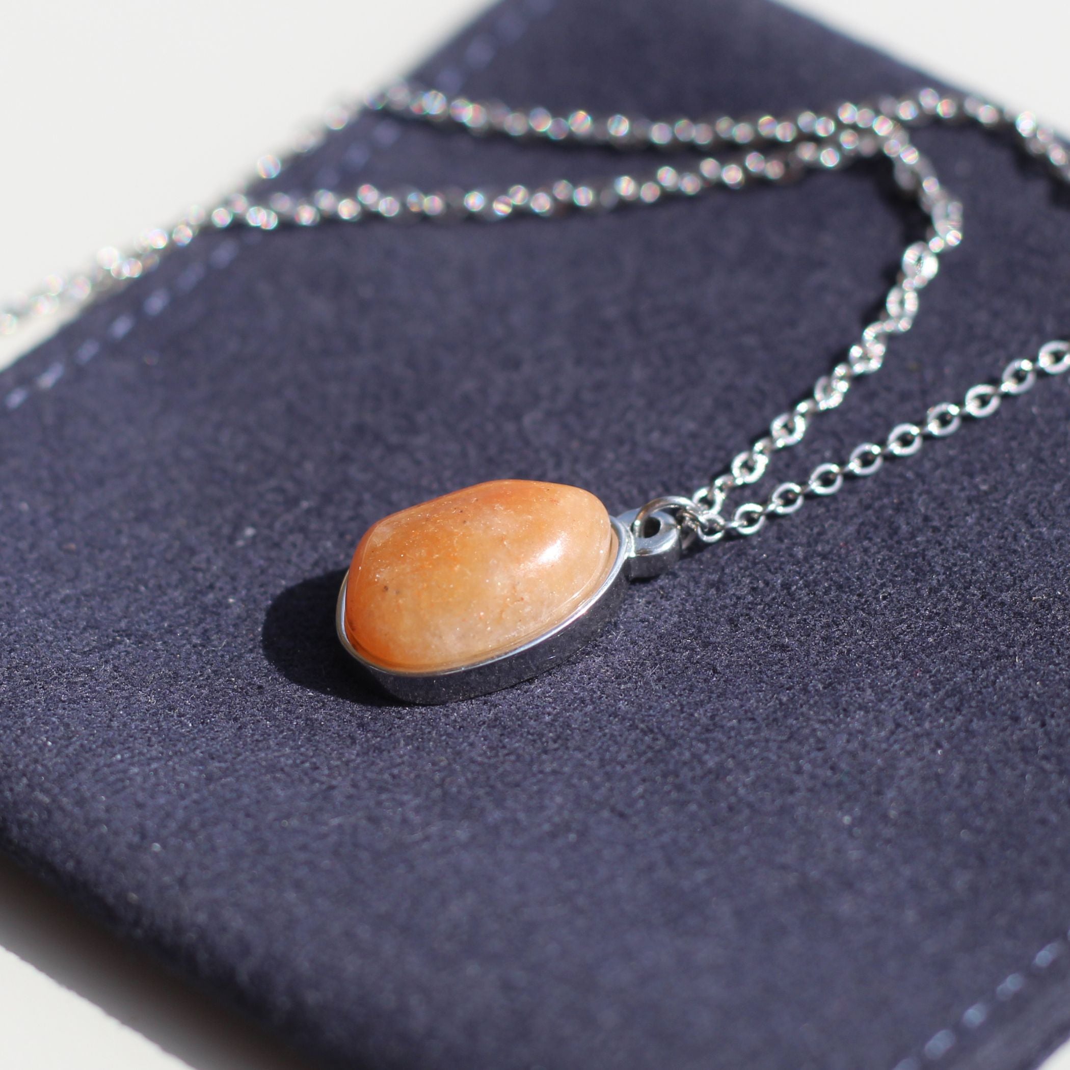 Orange Aventurine Drop Necklace - Natural Gemstone Jewelry for Women, Elegant Pendant Necklace for Healing & Positive Energy | Perfect for Meditation, Yoga & Spiritual Gifts