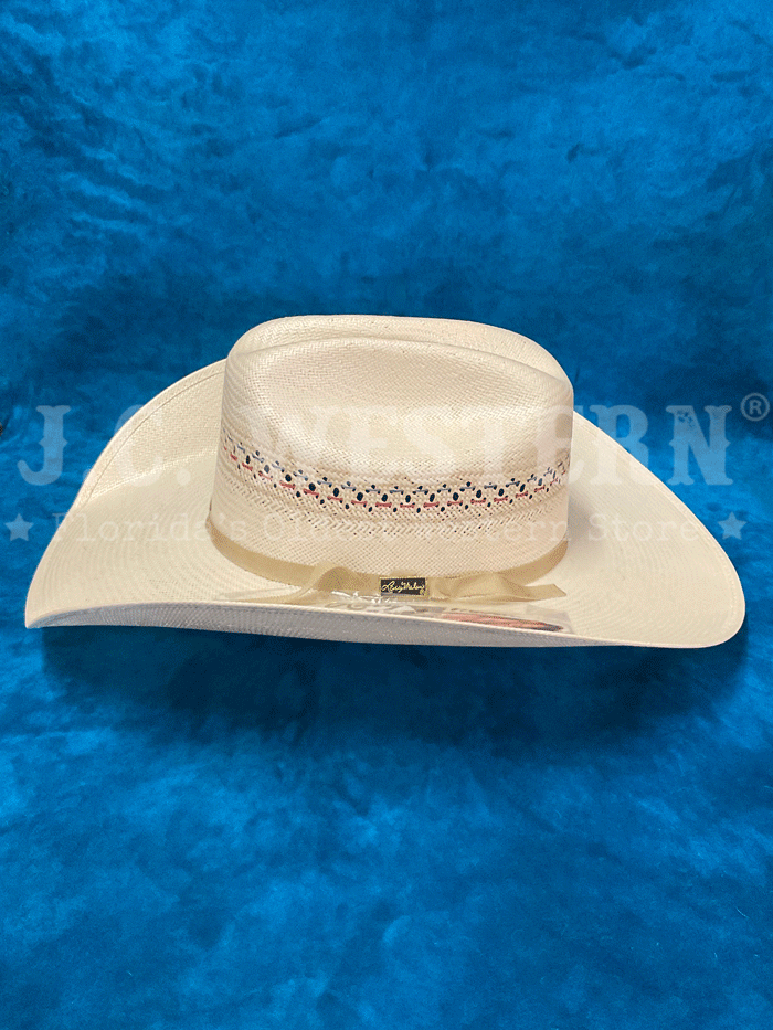 Larry Mahan MSUS42OLDX 10X Old Glory Straw Cowboy Hat Ivory - Western Style Sun Hat for Men, Perfect for Rodeo, Ranch Work, and Outdoor Summer Activities