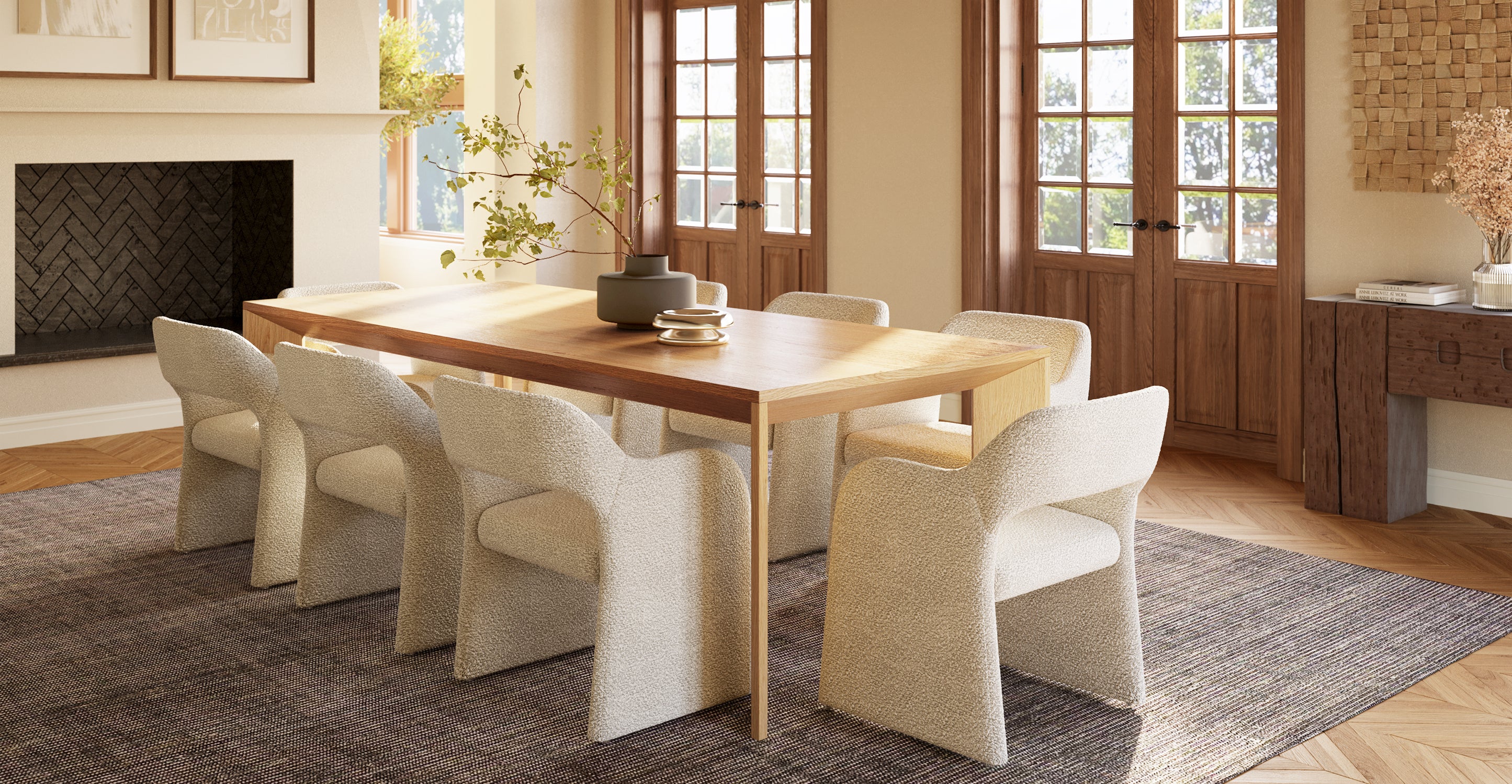 Preston 96-Inch Modern Dining Table - Solid Wood Farmhouse Table for 8-10 People - Perfect for Large Family Gatherings & Dinner Parties