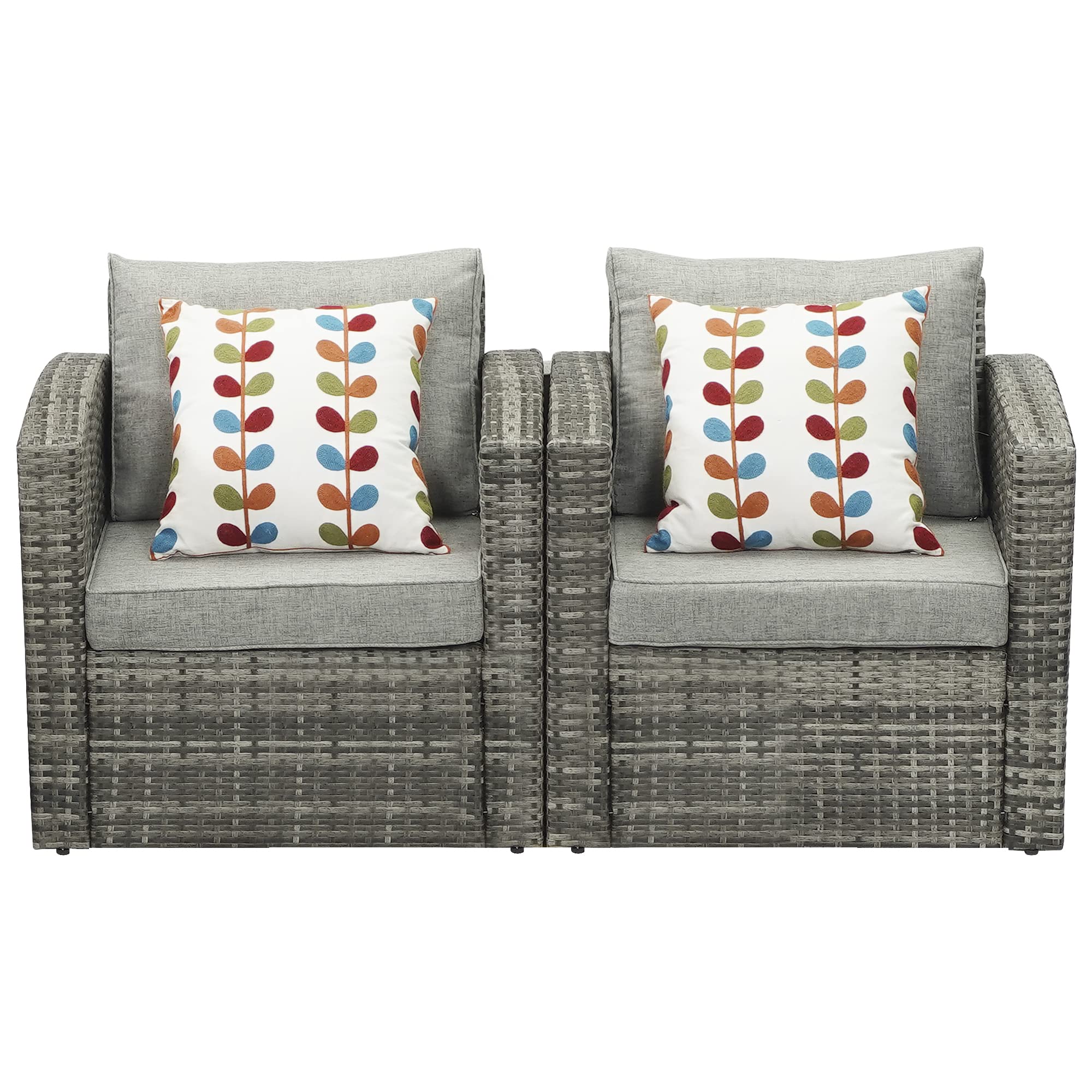 2-Piece All-Weather Outdoor Wicker Armchairs Set with Cushions - Grey Patio Furniture for Garden, Poolside & Backyard Relaxation