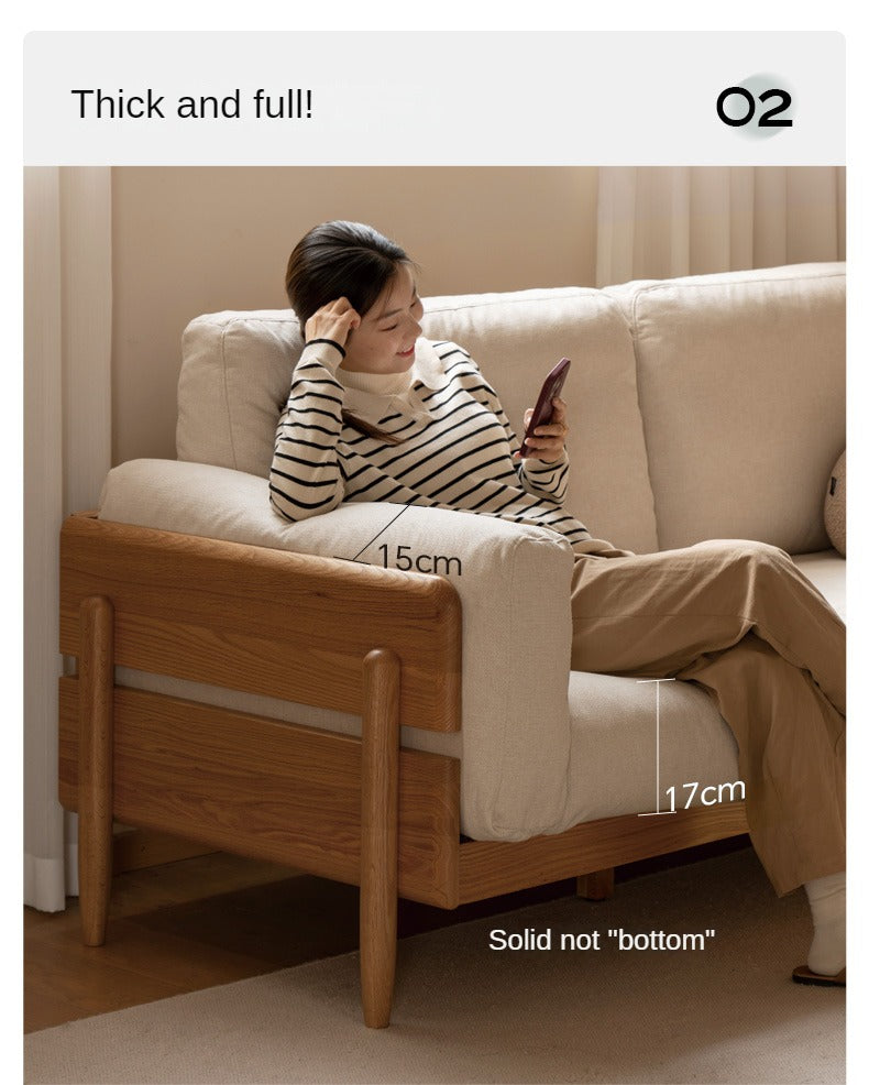 Solid Oak Wood Sofa - Modern High Back Design for Living Room, Lounge & Office - Durable & Stylish Furniture for Home Decor