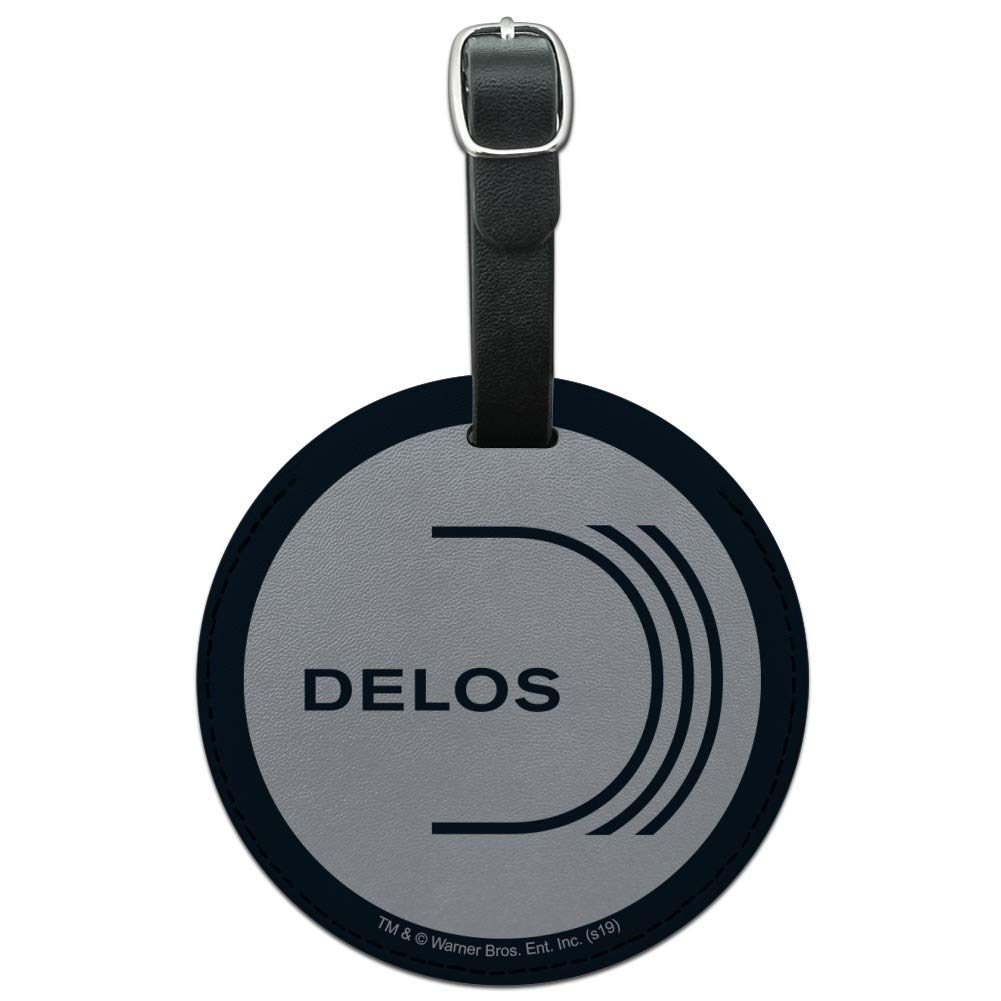 Westworld Delos Logo Round Leather Luggage Tag - Durable Suitcase ID Tag for Travel Bags & Carry-Ons | Perfect for Business Trips, Vacations & Airport Identification