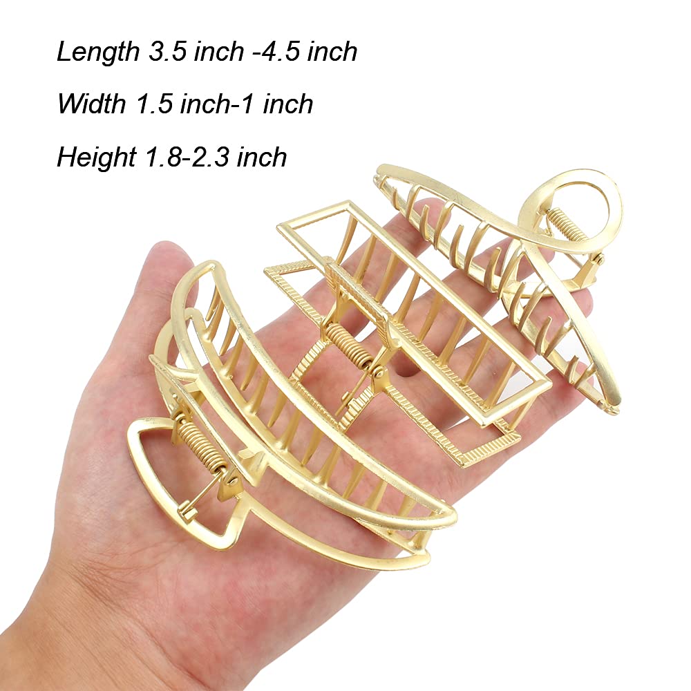 Butterfly Hair Clips for Thick Hair - Non-Slip Metal Claw Clips for Women (Light Gold) - Perfect for Long Hair Styling