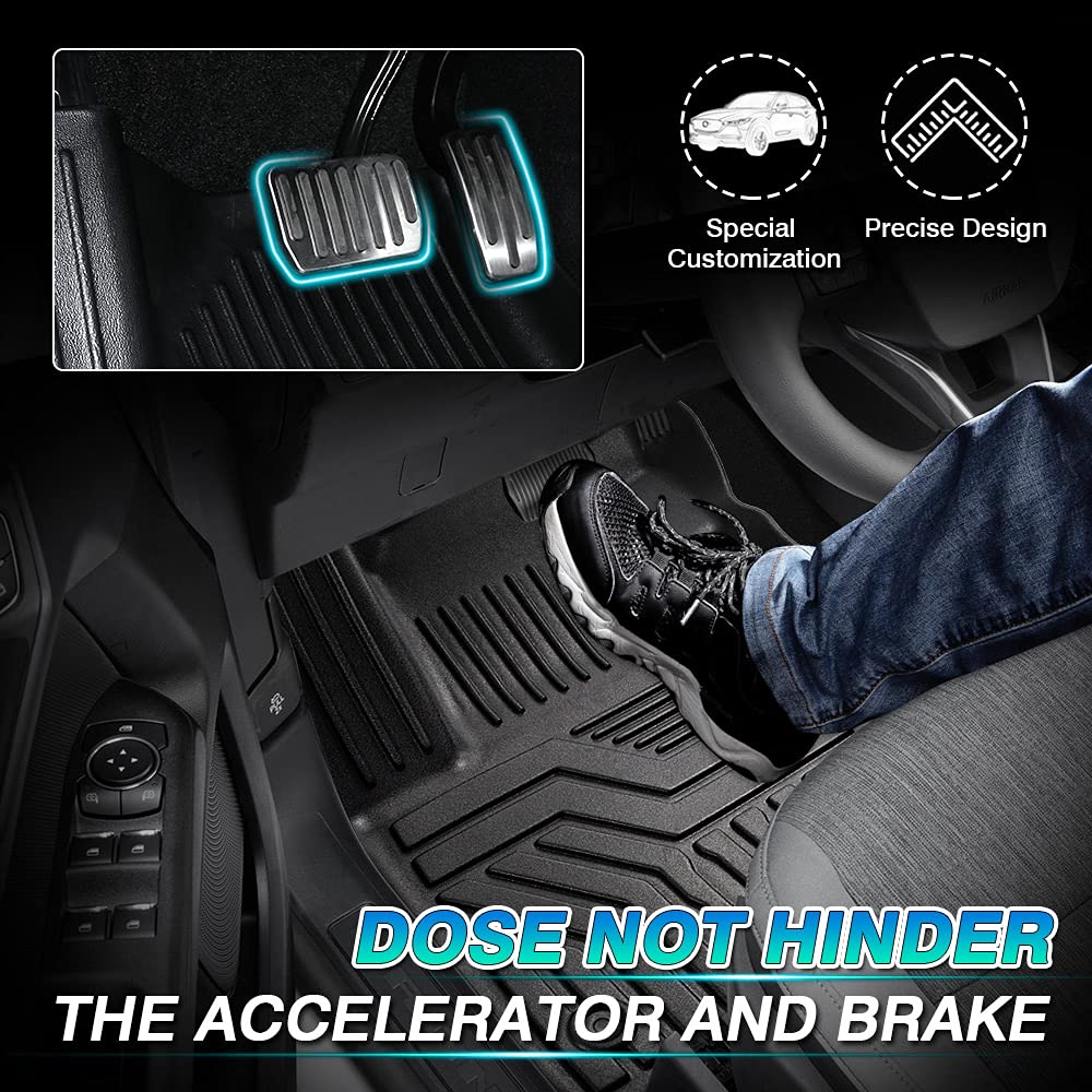 2021-2024 Ford Bronco Sport All-Weather Floor Mats - Custom Fit 2 Row Car Floor Liners Set (Black) | Durable Protection for Off-Roading, Camping & Daily Commute