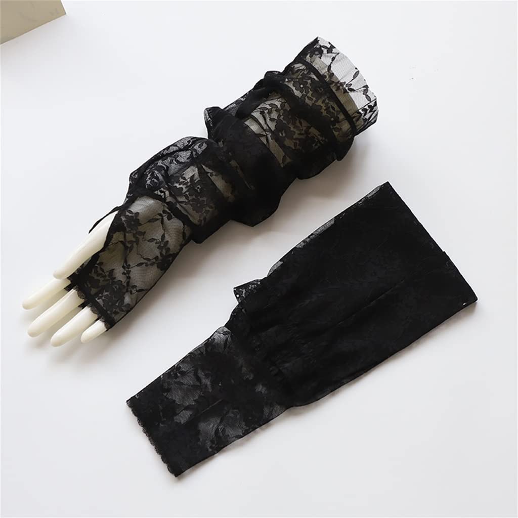 Summer Women's Lace Arm Sleeves - Breathable Loose Long Sleeve Cover Ups, Half Finger Design for Sun Protection & Fashion - Perfect for Outdoor Activities, Weddings, and Daily Wear (Color: A, Size: 52x18x24cm)