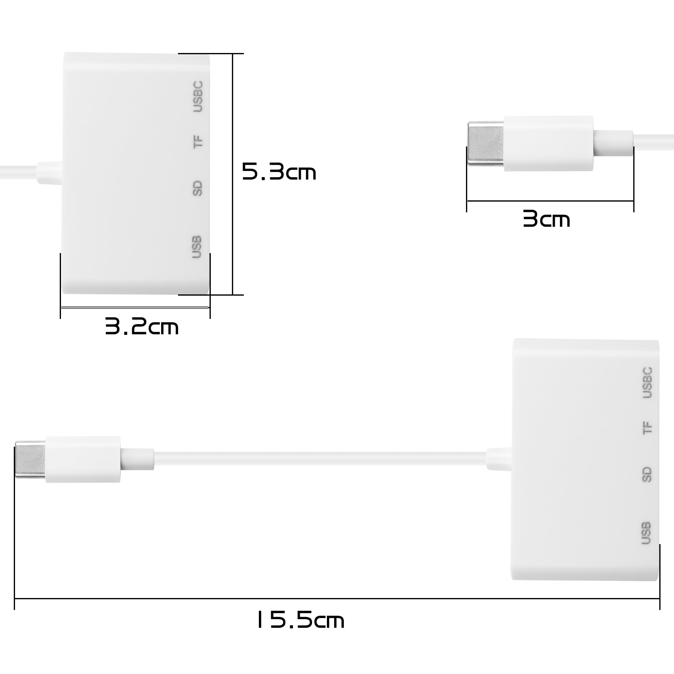 YAODHAOD 4-in-1 USB C Hub with USB C 2.0, USB A 2.0, SD & TF Card Slots - Compatible with MacBook Pro/Air, Surface Pro, iPad Pro, XPS, HP, Lenovo - Perfect for Office Work, Travel & Data Transfer