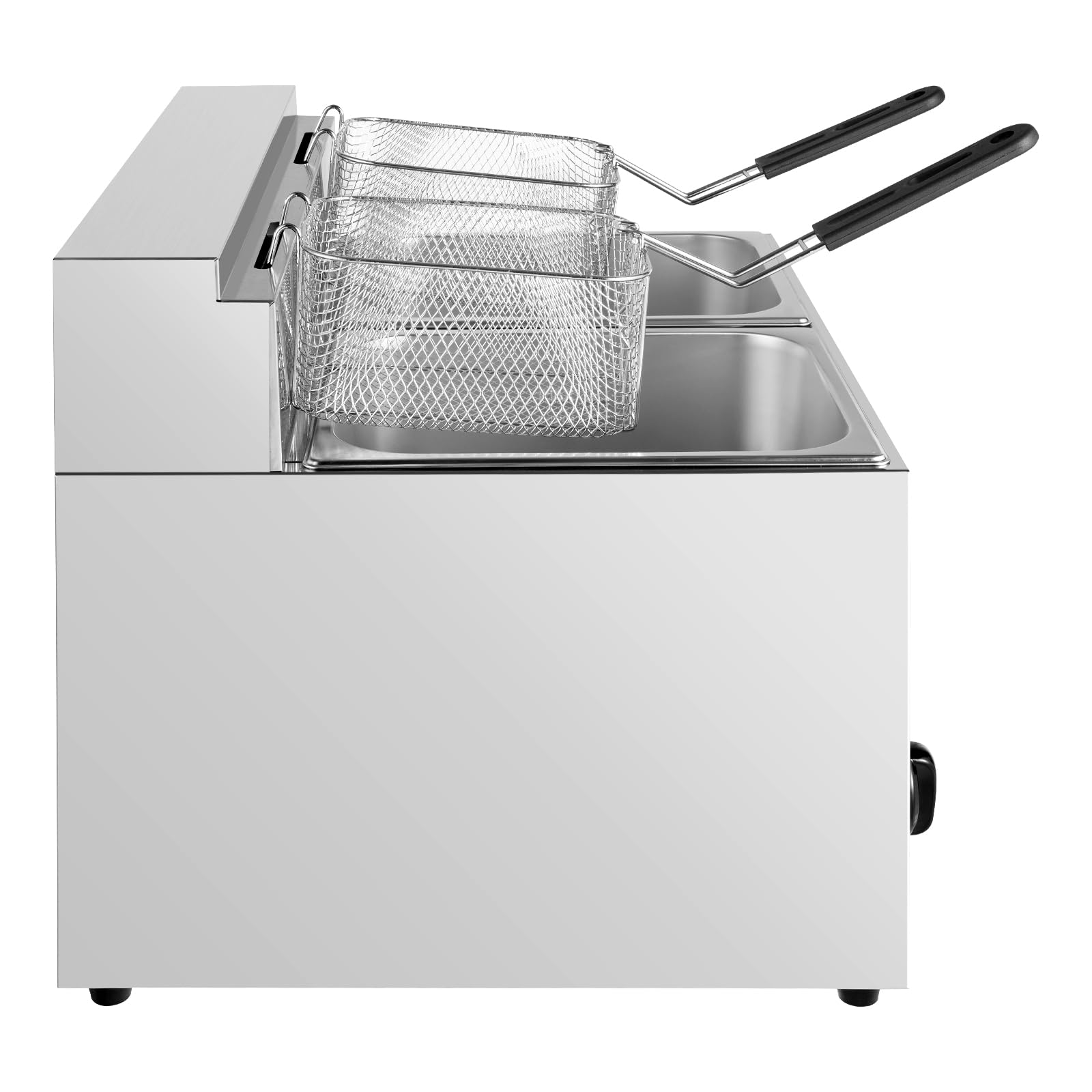 Eapmic Commercial Dual Tank LPG Gas Deep Fryer - 2x6.3Qt Stainless Steel Countertop Deep Fat Fryer with 2 Baskets for Restaurants, Supermarkets, Snack Bars - Perfect for Frying Chicken, Fish, French Fries and Donuts