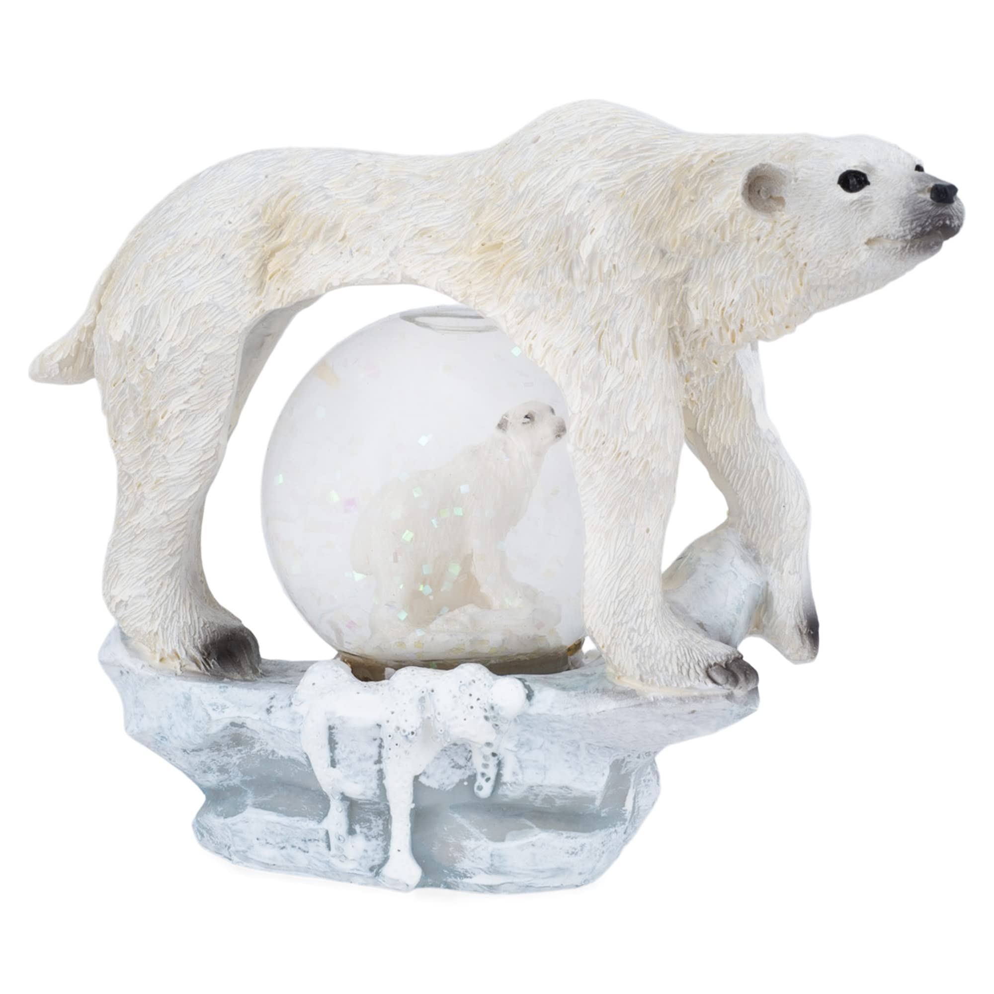 Elanze Designs White Polar Bear Winter Snow Globe - 45MM Miniature Tabletop Decor, Polyresin Glitter Water Scene for Nightstand, Dresser, or Holiday Display | Perfect for Christmas Decorations, Winter Wonderland Theme, and Gift Giving