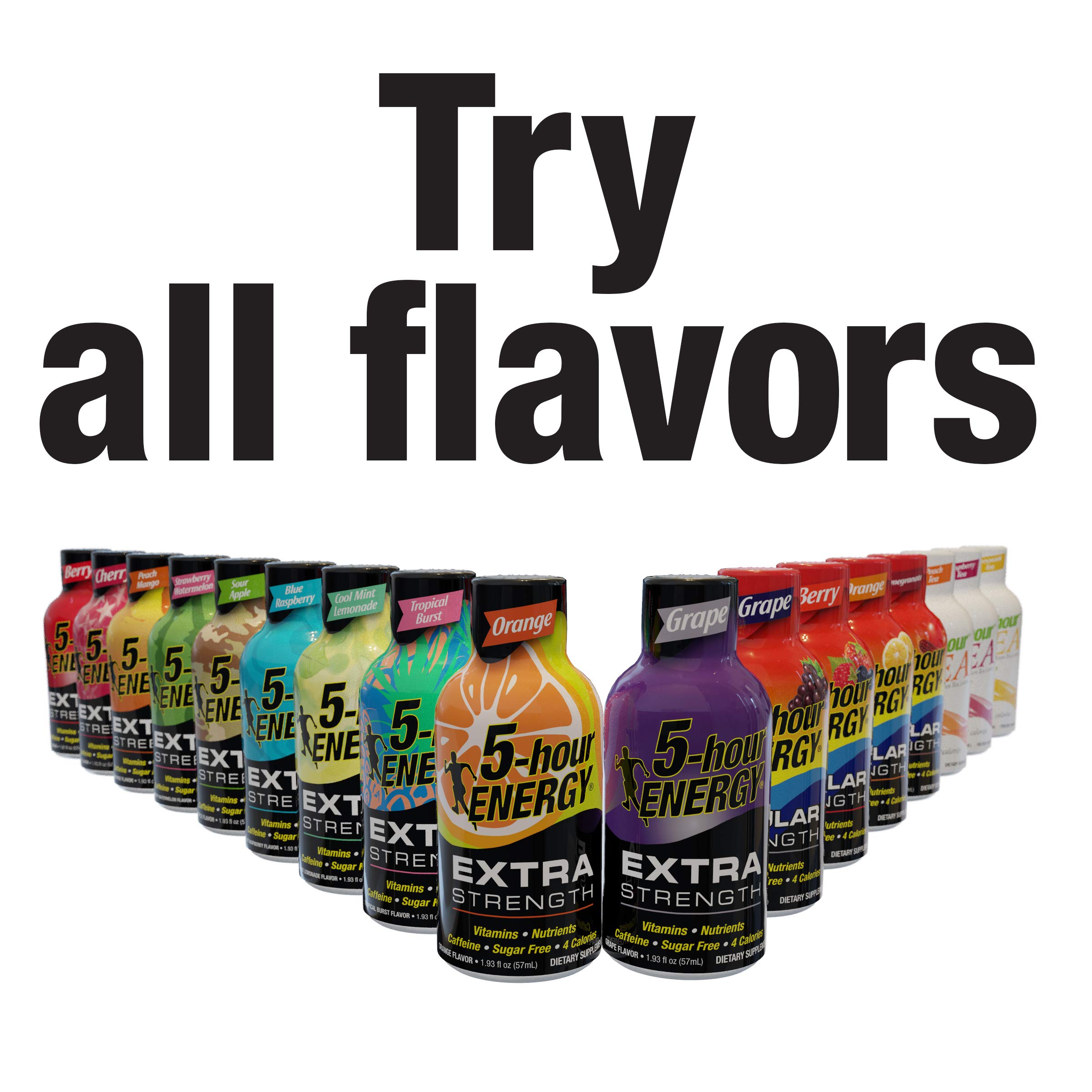 Extra Strength 5 Hour Energy Shot - Sour Apple Flavor (72 Pack, 2oz Bottles) - Boost Energy for Workouts, Study & Long Hours | Fast-Acting & Portable