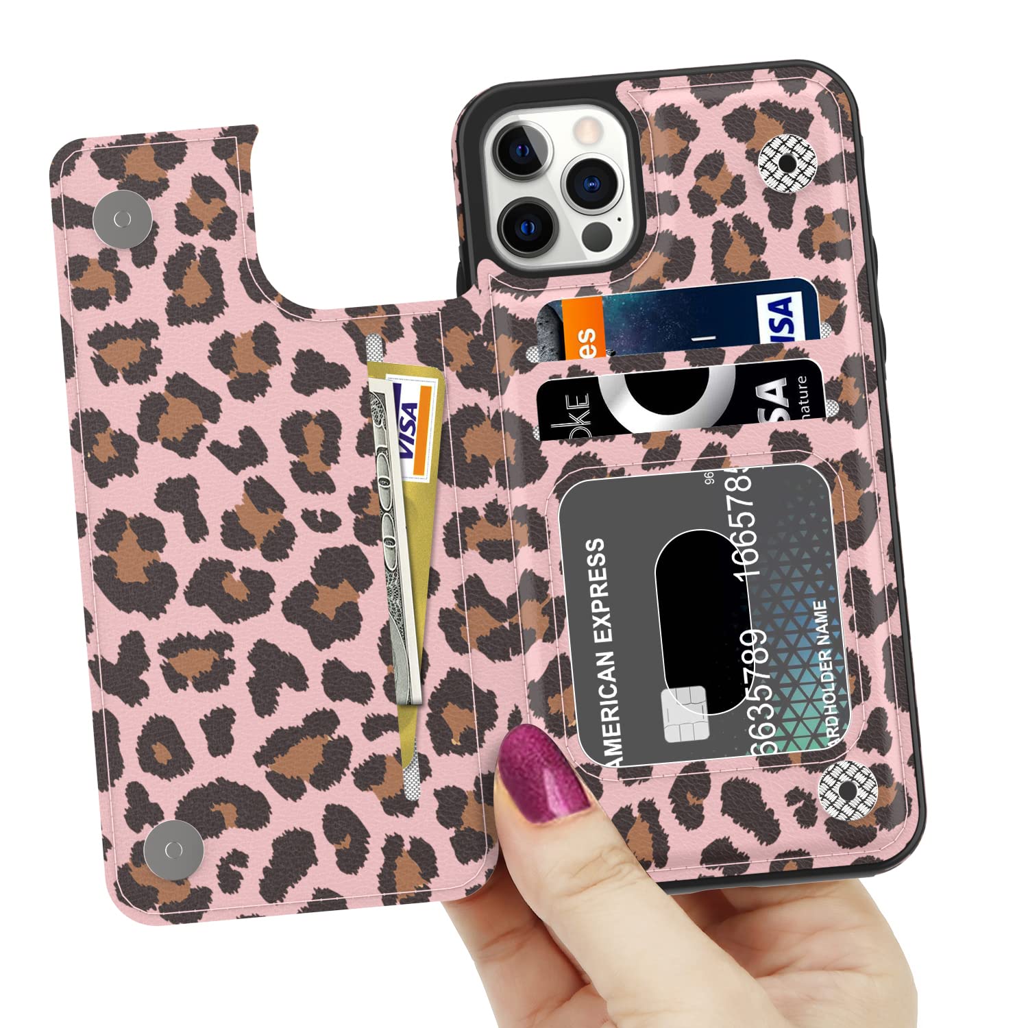 LETO Genuine Leather Wallet Case for iPhone 13 Pro Max (6.7