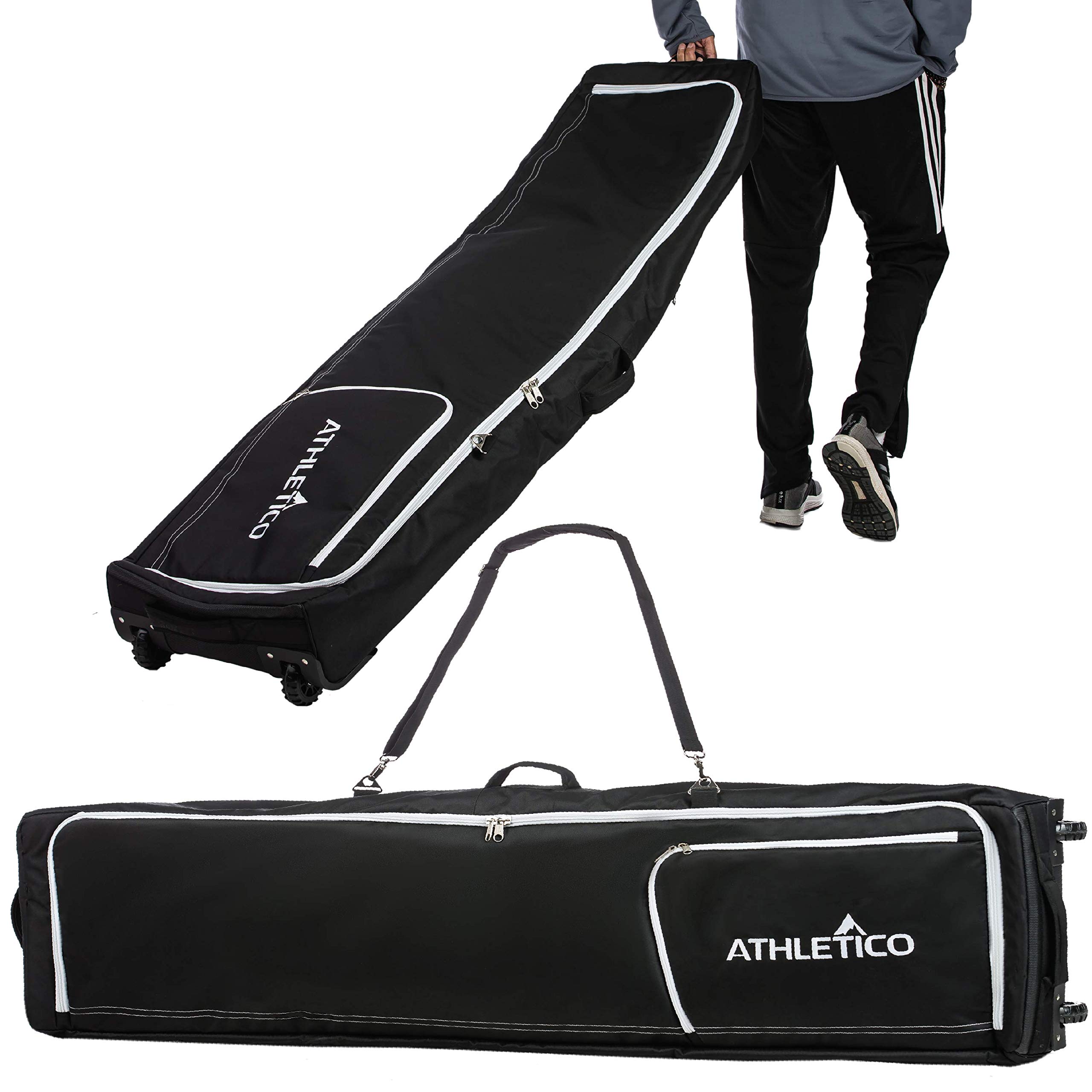 Athletico Rolling Double Ski Bag - Padded Wheeled Ski & Snowboard Travel Case for Airlines | Durable Protection for Ski Equipment | Perfect for Air Travel, Mountain Resorts & Winter Vacations