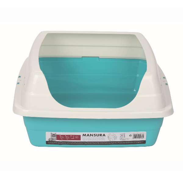 M PETS Mansura Cat Litter Box with High Rim - Non-Slip Leak-Proof Large Cat Litter Pan for Indoor Cats - Perfect for Small Spaces & Multi-Cat Households