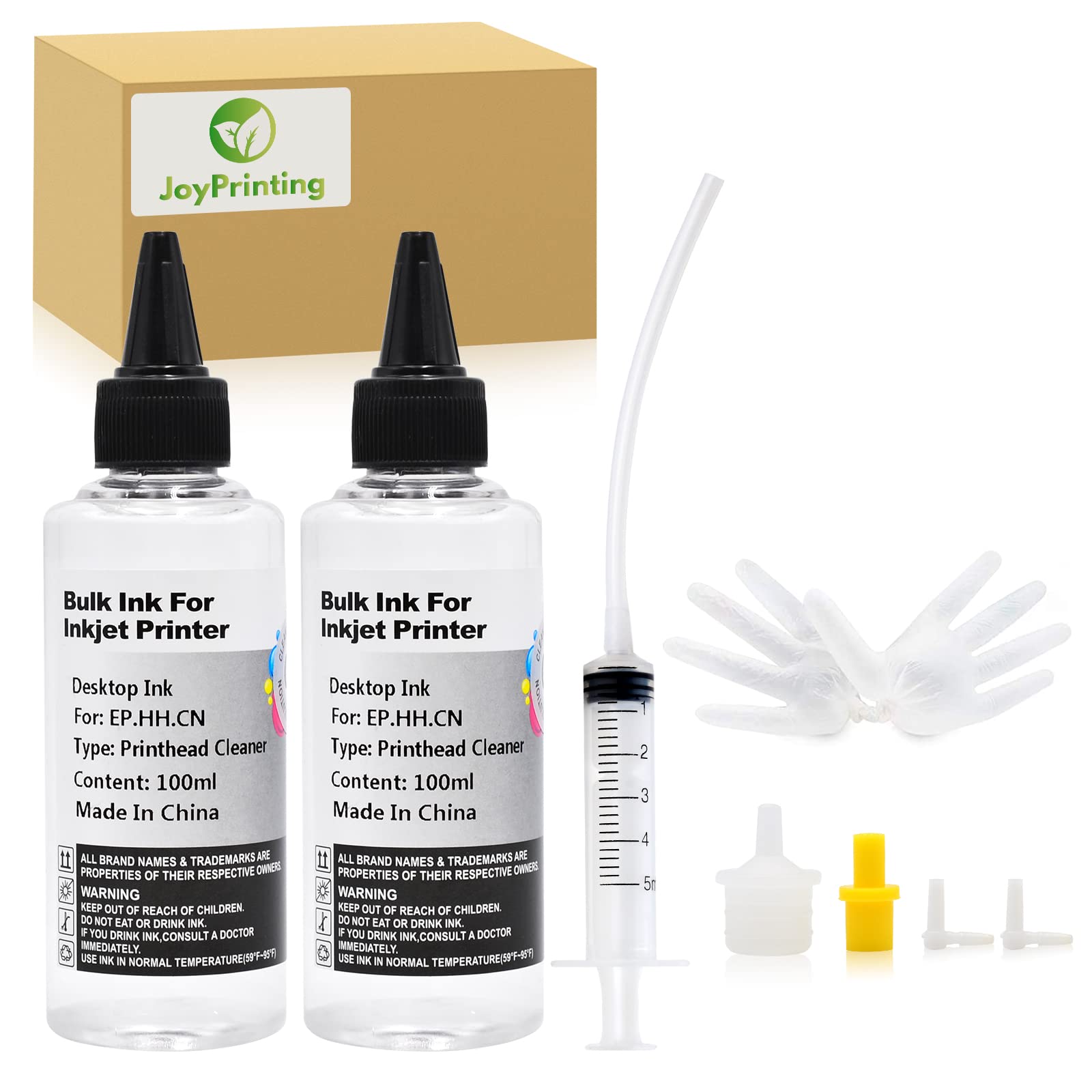 JoyPrinting 2X Printhead Cleaner Kit for Epson/HP/Canon/Brother/Lexmark/Kodak/Samsung Inkjet Printers - 100ml & 10ml Premium Syringe Nozzle Cleaning Solution - Perfect for Clogged Print Heads & Maintenance