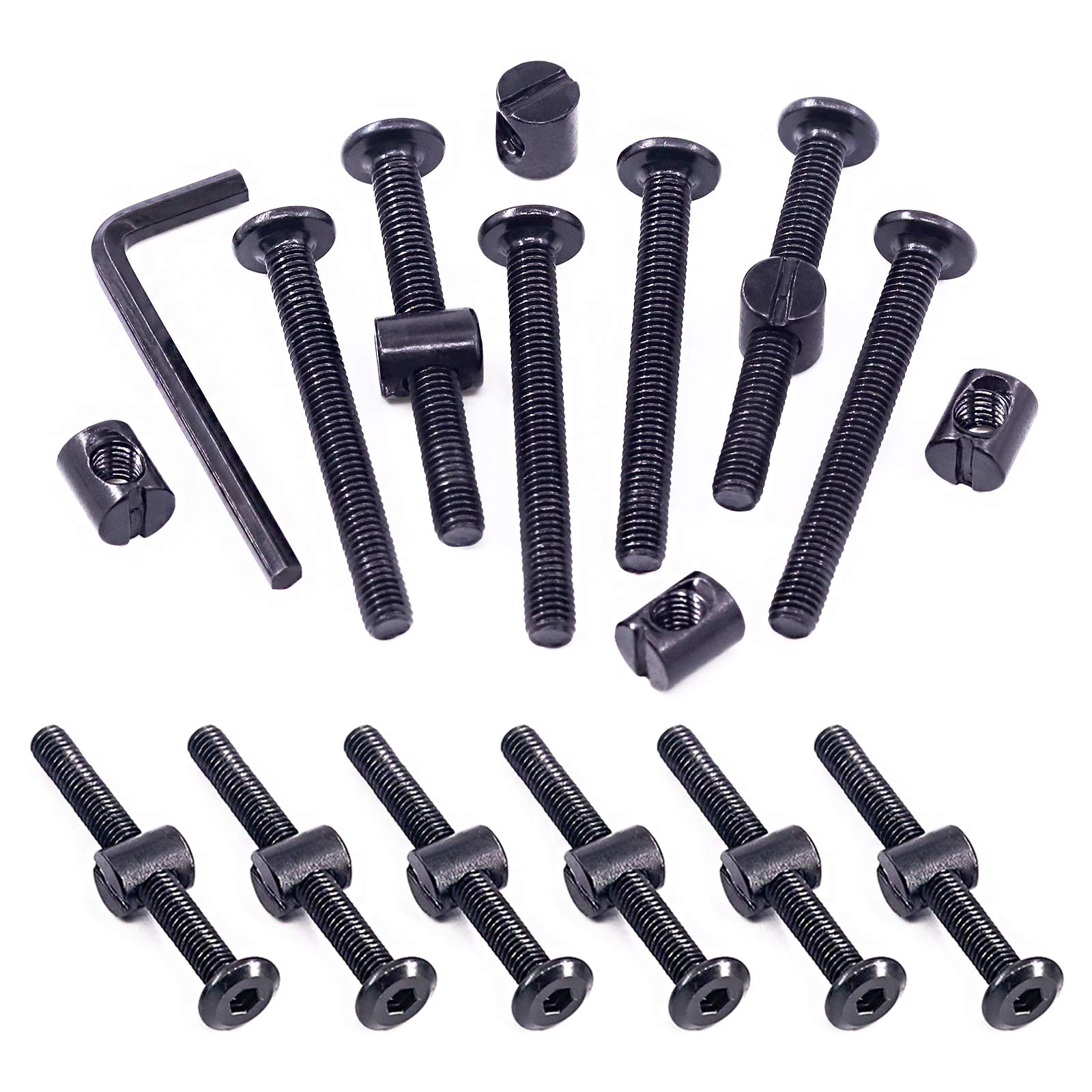 Swpeet 25Pcs M6x55mm Crib Screws with Allen Wrench - for Baby Beds & Furniture Assembly