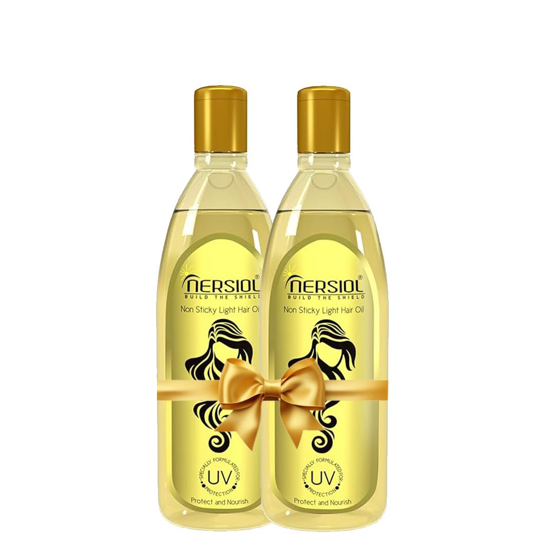 Nersiol UV Protective Hair Oil with Vitamin E - Color Protection, Anti-Hair Fall & Smoothing Treatment for Damaged Hair | 200ml Bottle (Pack of 2) | Perfect for Sun Protection, Daily Hair Care & Salon-Quality Results at Home