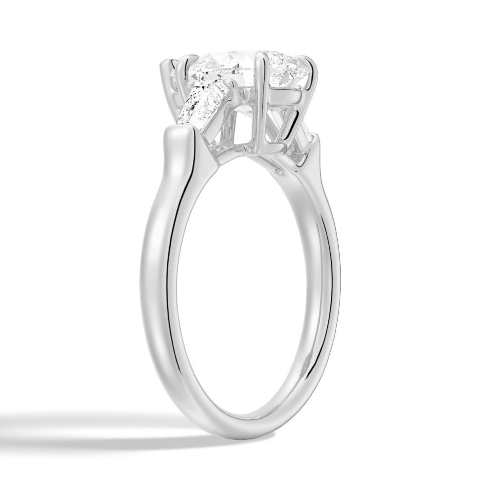 Exquisite Pear Shaped Moissanite Engagement Ring with Tapered Baguette Side Stones - Perfect for Proposals, Weddings & Anniversary Gifts