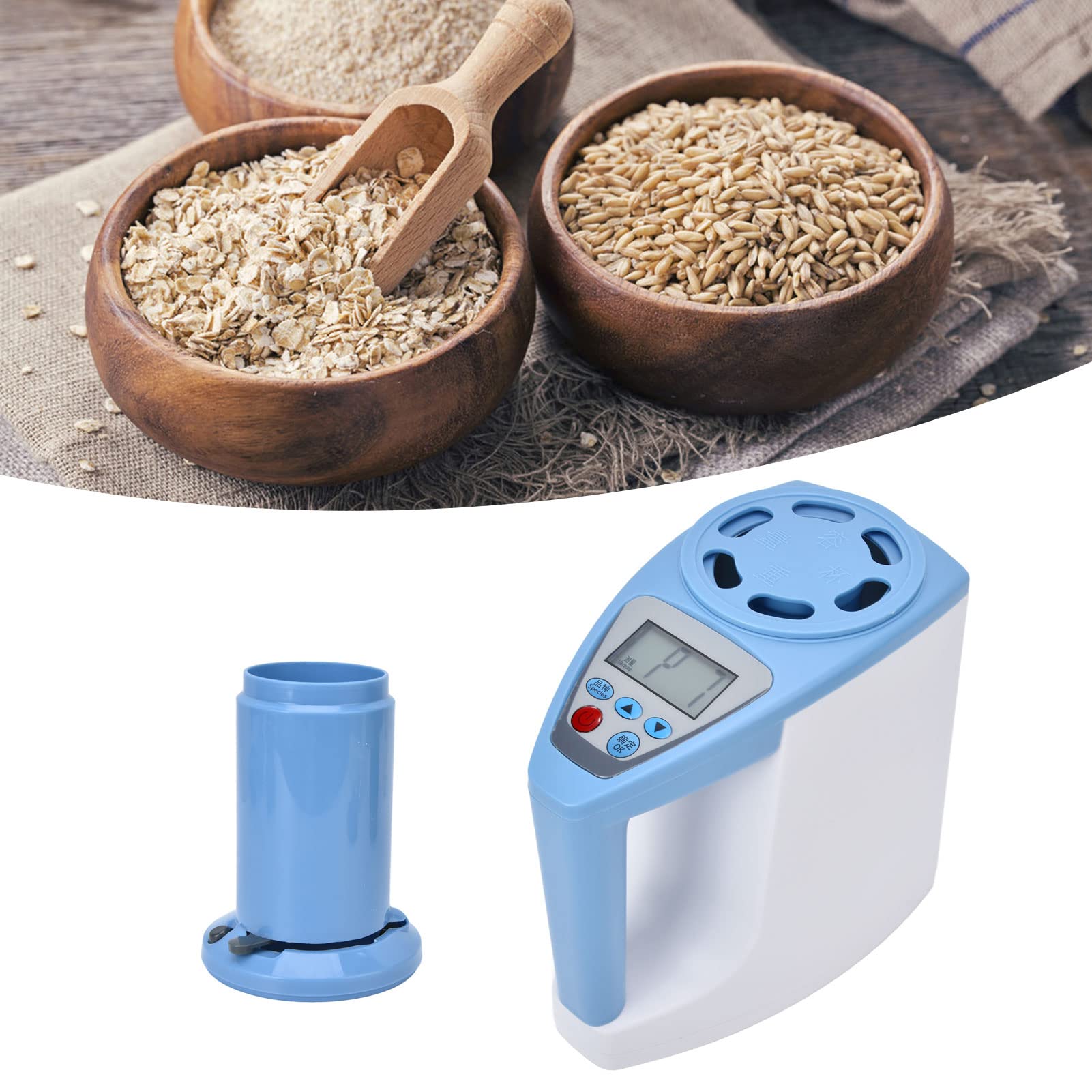 High Precision Digital Grain Moisture Meter - Portable Hygrometer Analyzer for Rice, Corn, Soybean & 24+ Grains | OREQ Moisture Tester for Agriculture, Farming & Food Storage (EU Plug)