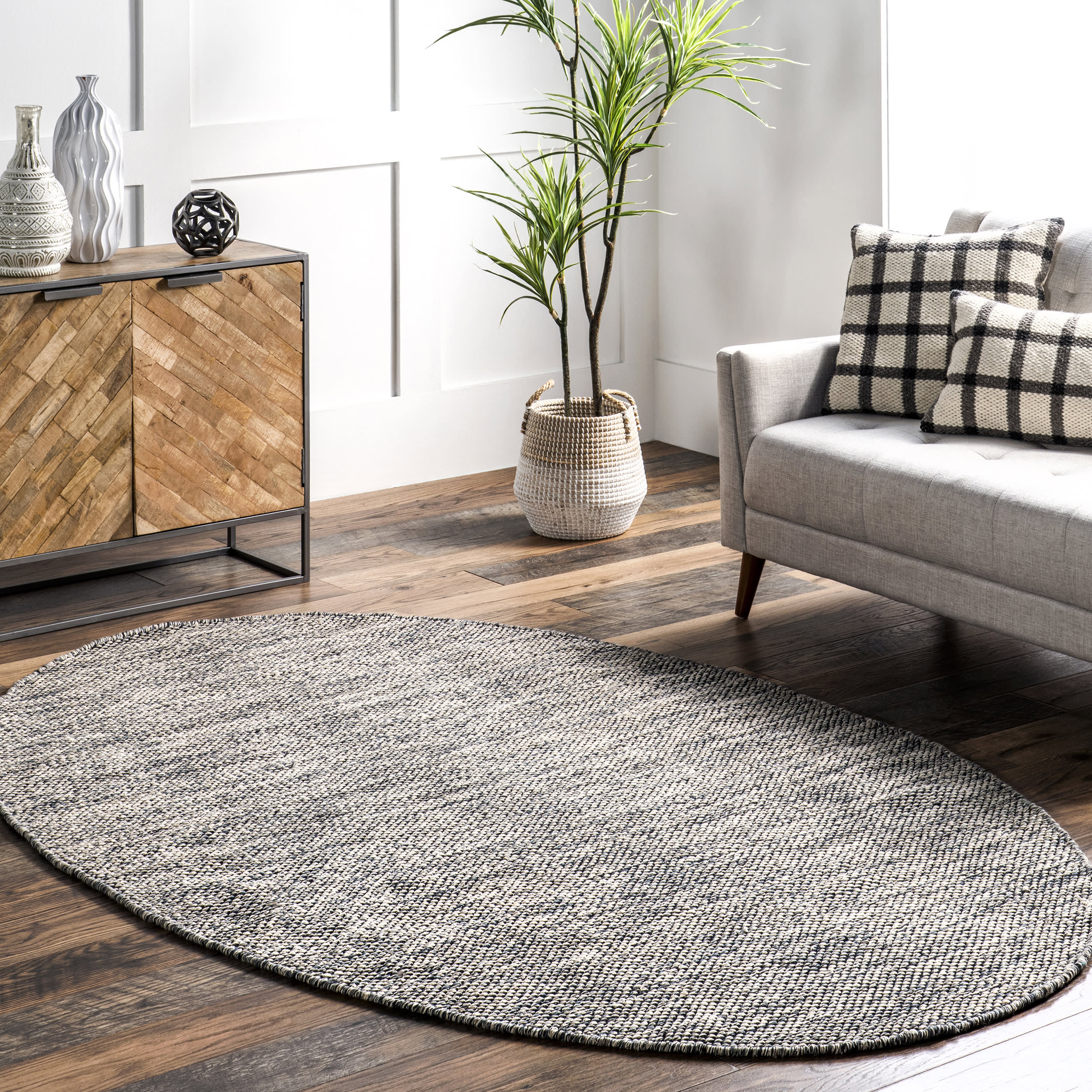 Premium Cotton Solid Flatweave Area Rug - Soft & Durable Grey Home Decor for Living Room, Bedroom, or Office