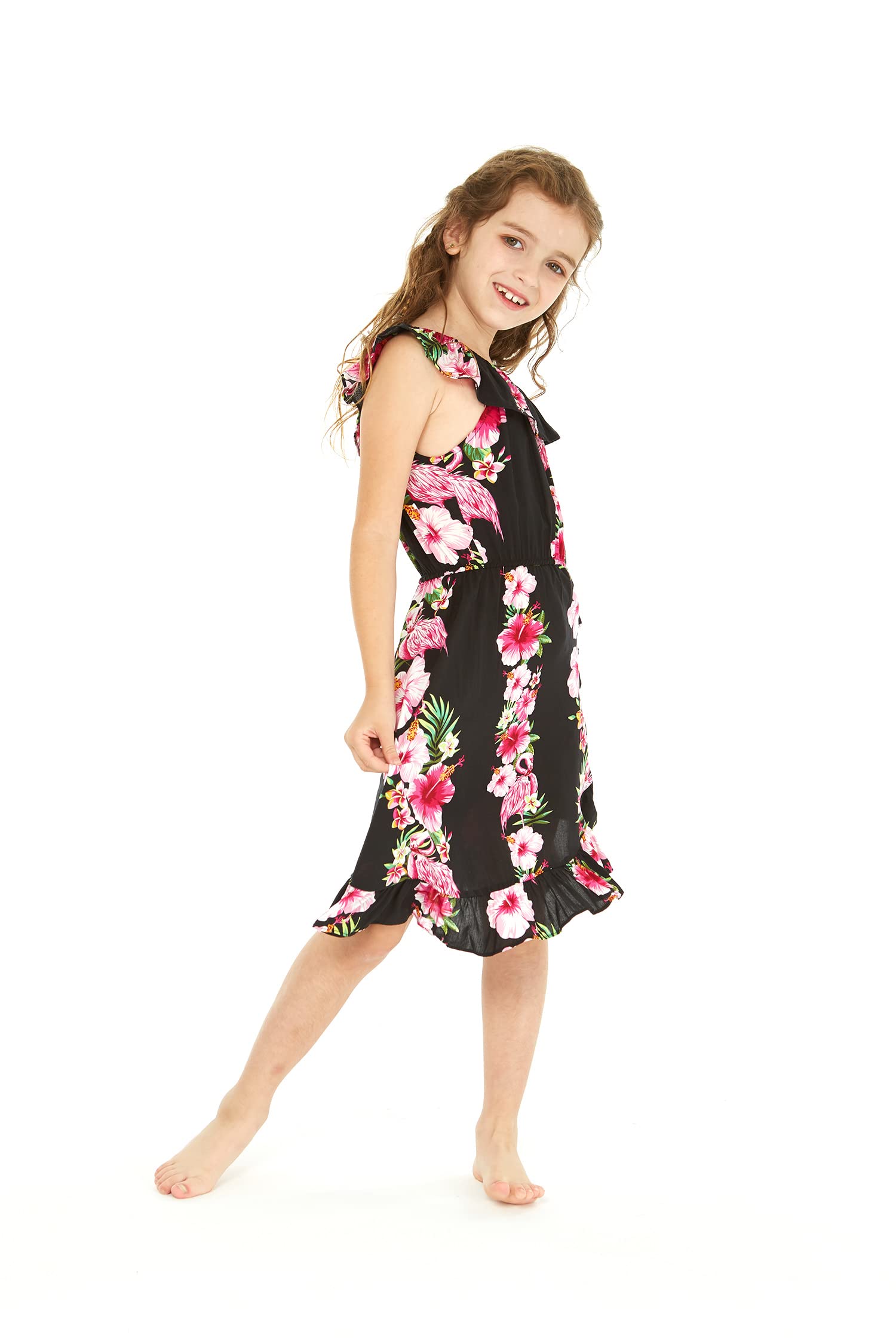 Girl's Ruffle Wrap Hawaiian Luau Dress - Beach Party & Summer Outfit