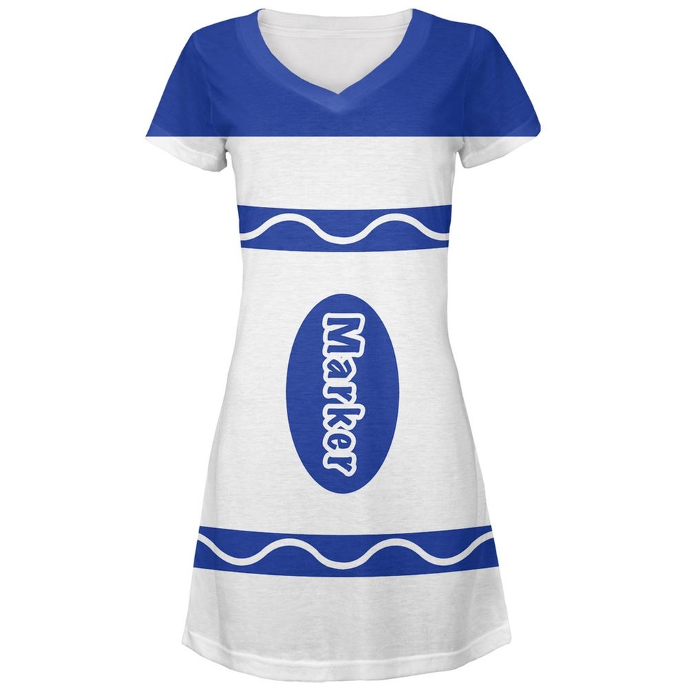 Blue All Over Juniors Cover-Up Beach Dress - Stylish Marker Costume for Summer Vacations, Pool Parties & Beach Getaways