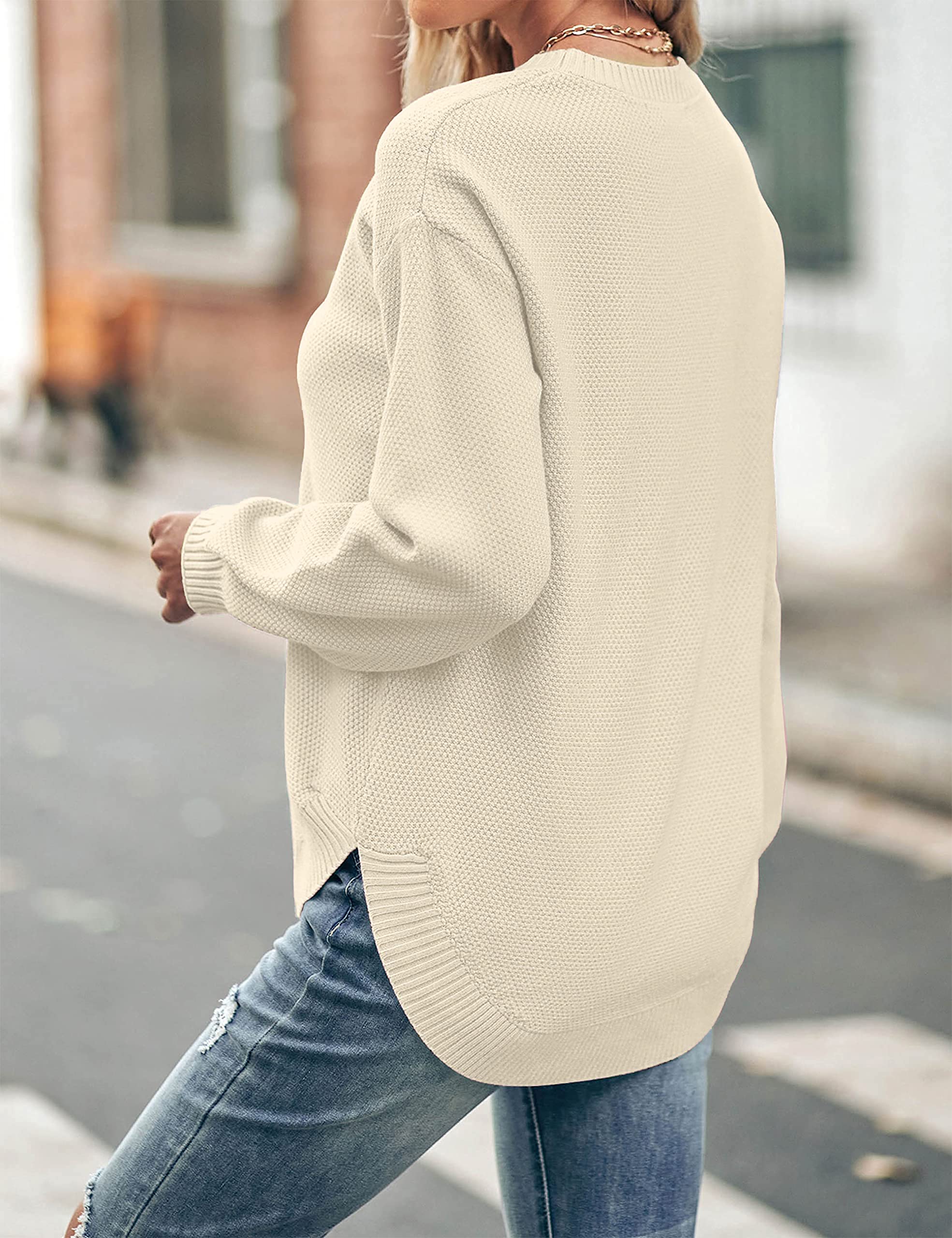 Timuspo Women's Oversized Knit Sweater - Long Sleeve Crew Neck Pullover for Casual Wear