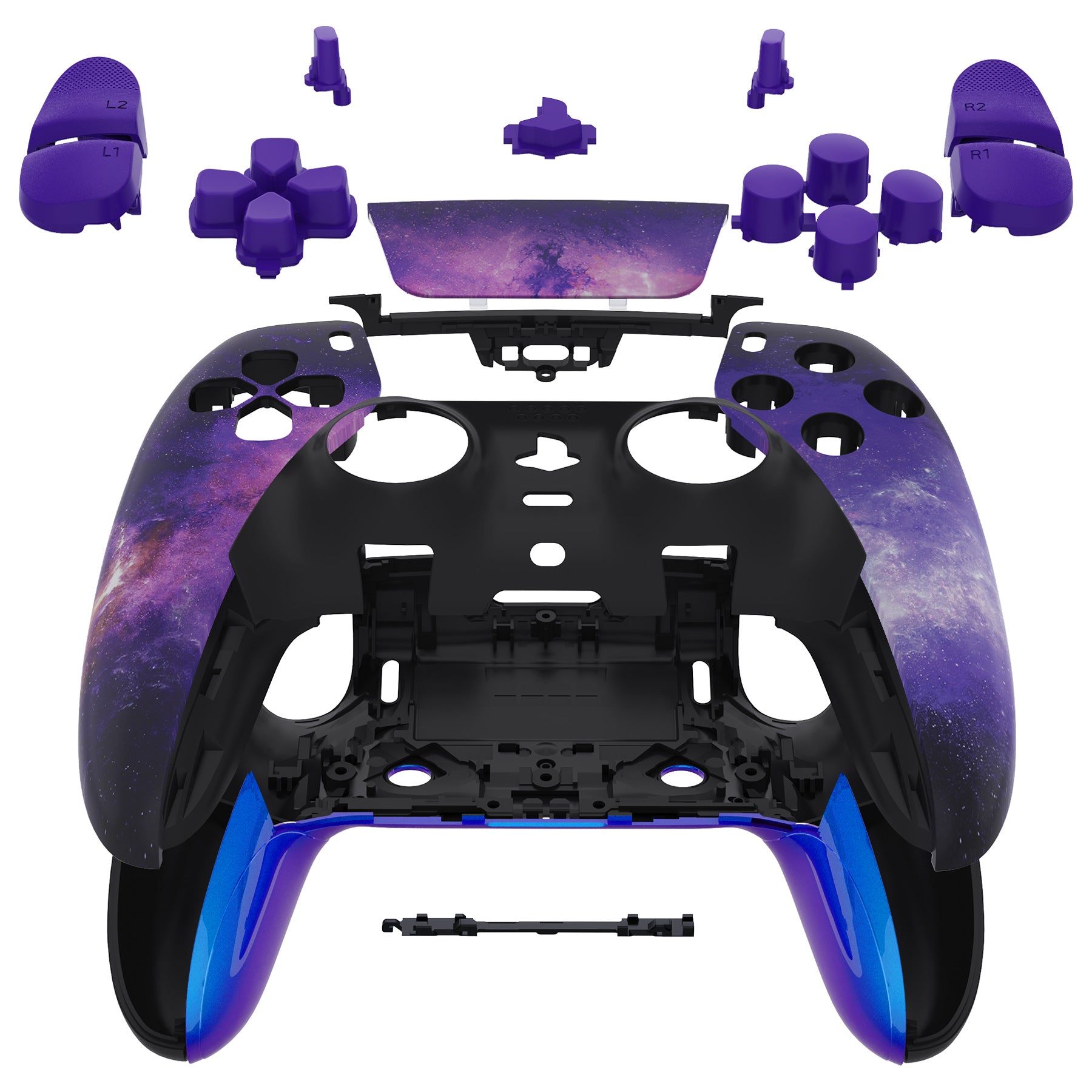 eXtremeRate Nebula Galaxy Full Housing Shell with Buttons & Touchpad Cover - Custom Replacement Front Back Plates for PS5 Edge Controller | Gaming Accessories for Enhanced Playstation 5 Experience