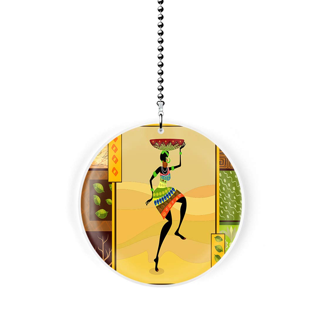 African Style Ceiling Fan Pull Chain with Handcrafted Beaded Design - Decorative Light Switch Cord for Home, Bedroom, and Living Room Decor