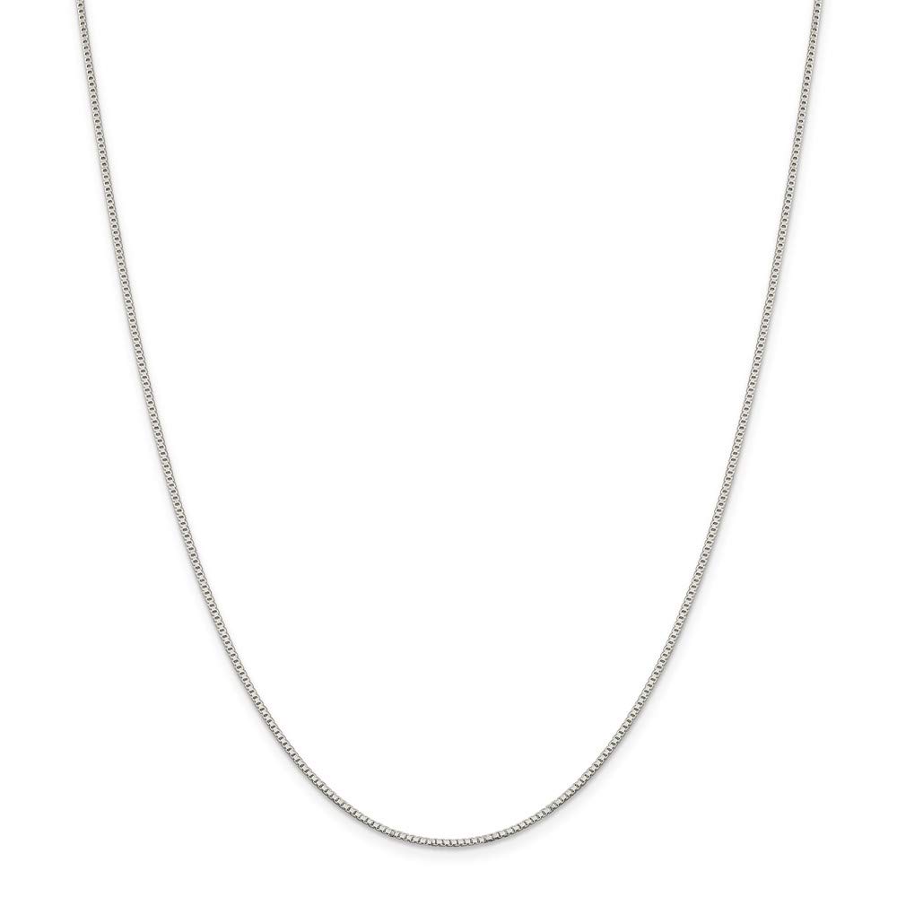 Black Bow Jewelry 1.1mm Rhodium-Plated Sterling Silver Solid Box Chain Necklace for Women, Elegant Everyday Wear & Special Occasions