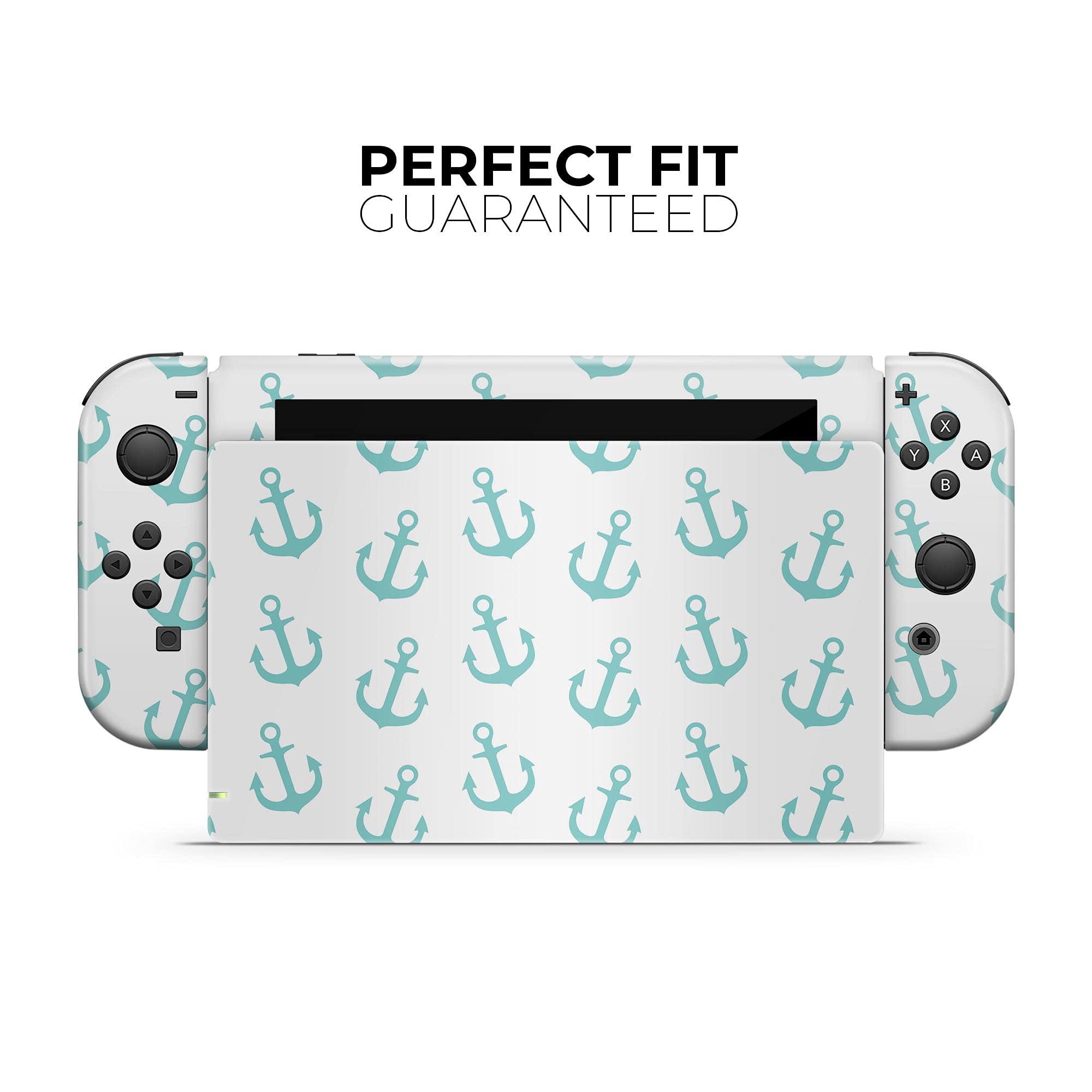 Nintendo Switch OLED Skin Decal - Teal Micro Anchors Protective Vinyl Wrap Cover Compatible with Switch OLED & Joy-Con - Scratch-Resistant, Removable for Gaming & Travel Protection
