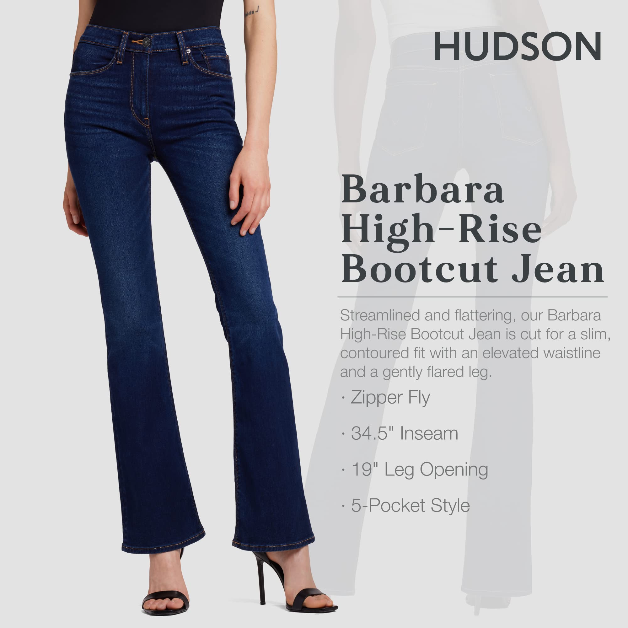 HUDSON Women's Barbara High Rise Bootcut Jeans - Stretch Denim Pants for Casual & Work Wear | Comfortable & Stylish Women's Fashion Jeans for Everyday Outfits