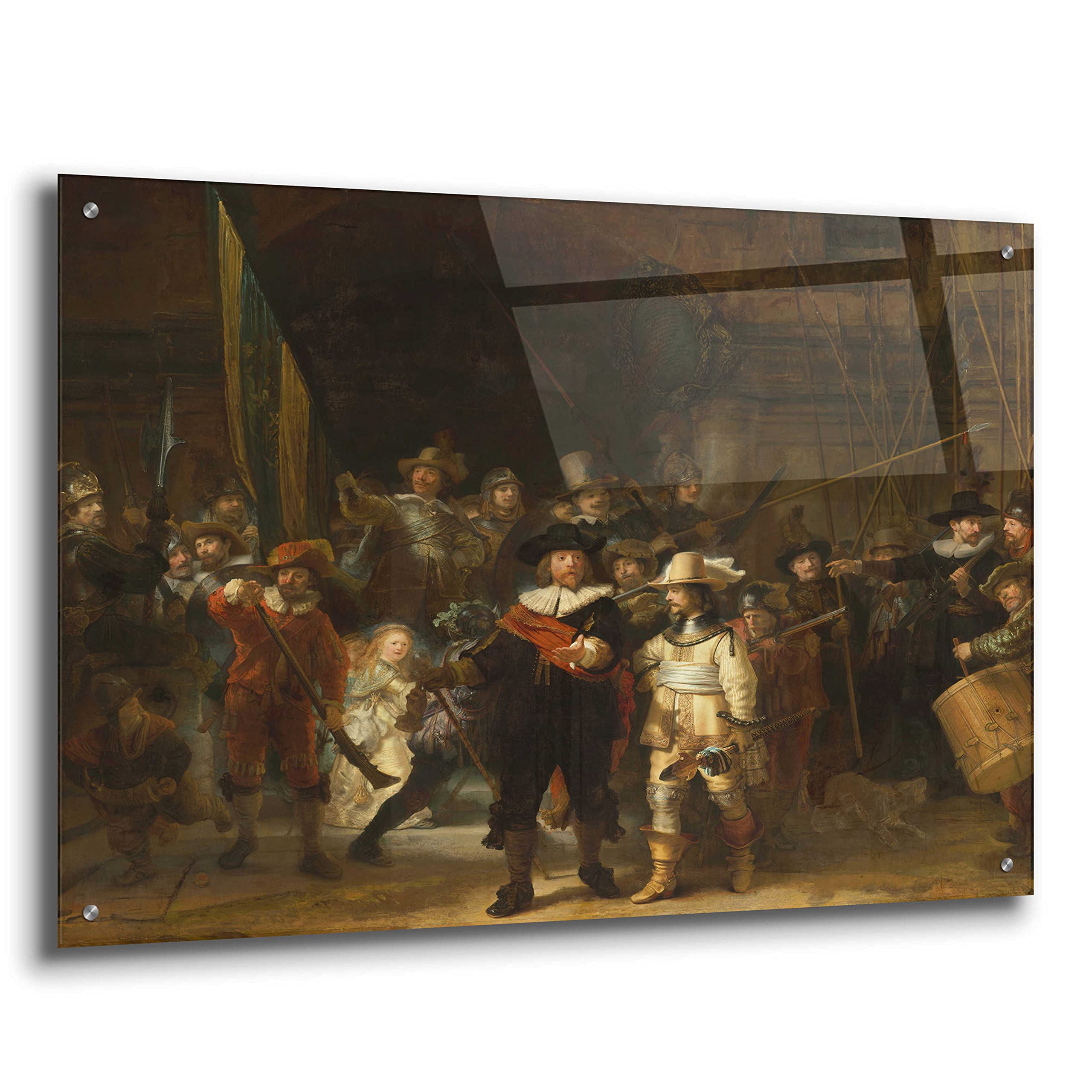 Rembrandt 'The Night Watch' Acrylic Glass Wall Art Print - 36x24 Inches Museum Quality Reproduction - Perfect for Living Room, Bedroom or Office Decor
