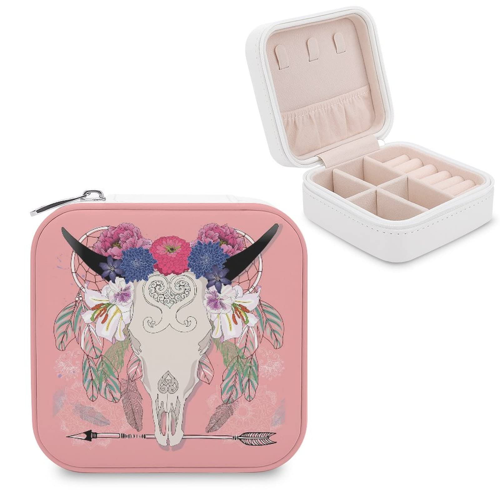 Elegant PU Leather Jewelry Organizer Box for Women - Compact Travel Jewelry Case with Storage Compartments for Rings, Earrings, Necklaces & Bracelets - Perfect for Travel, Home Display and Gift Giving
