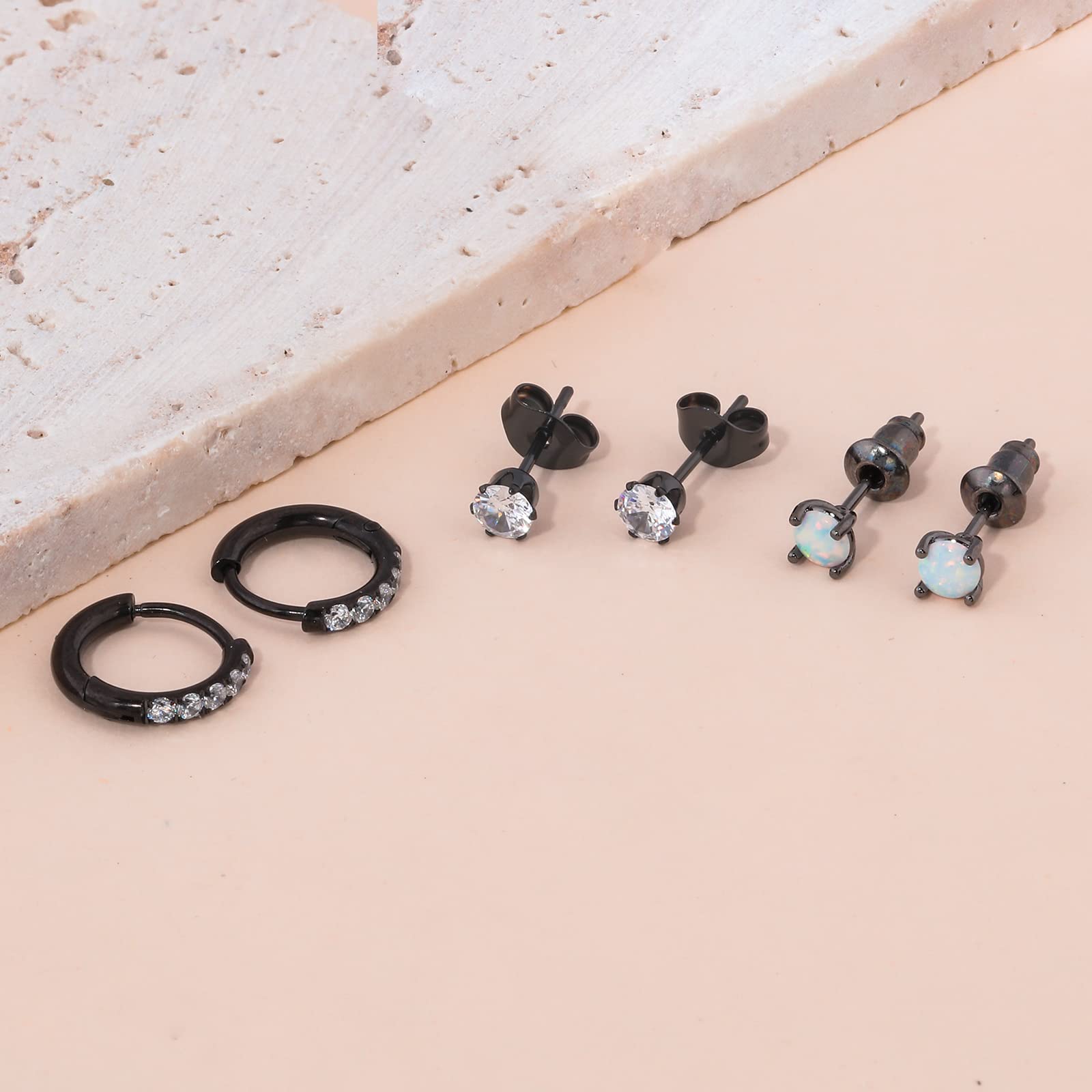 Hypoallergenic Stainless Steel Huggie Hoop Earrings - 6mm & 8mm CZ Cartilage Earrings for Women | Everyday Wear, Gift, Party & Work Accessories