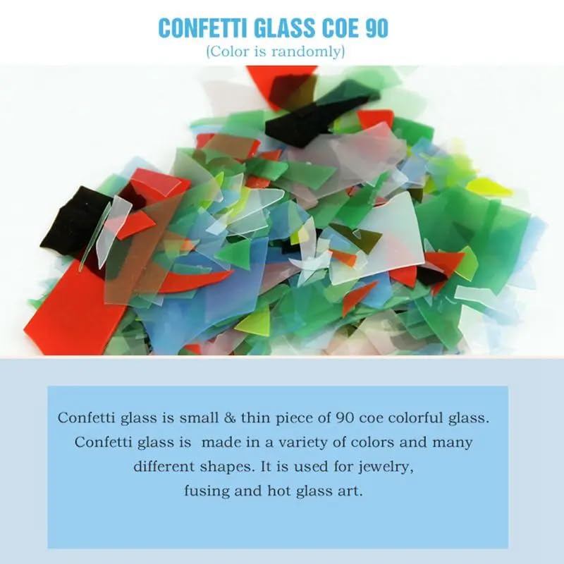 5-Pack Confetti Glass COE90 for Microwave Kiln Fusing - Perfect for Jewelry Making, DIY Crafts & Glass Art Projects - Create Stunning Pendants, Earrings & Home Decor