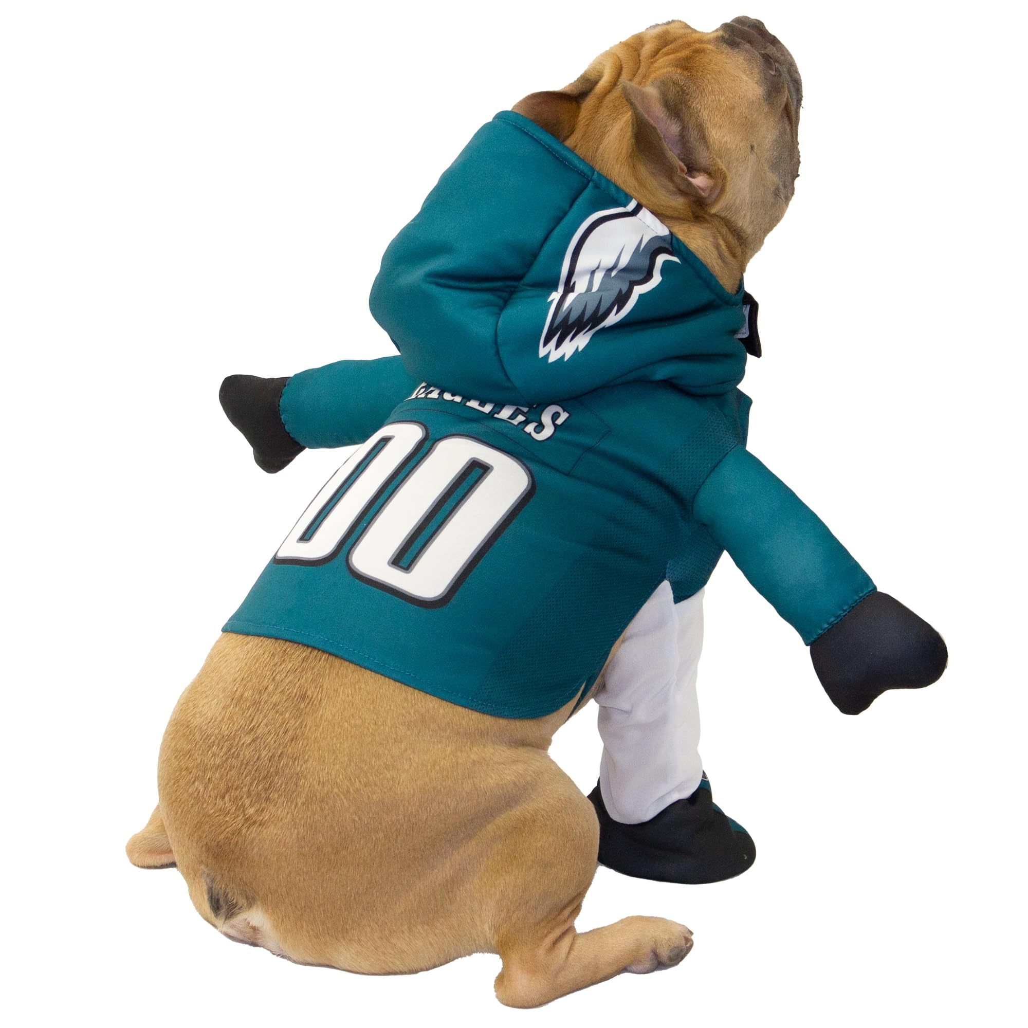 NFL Officially Licensed Philadelphia Eagles Running Dog Costume - 2pc Set with Bodysuit and Hat (Green, Large) for Game Day, Halloween, and Pet Parties