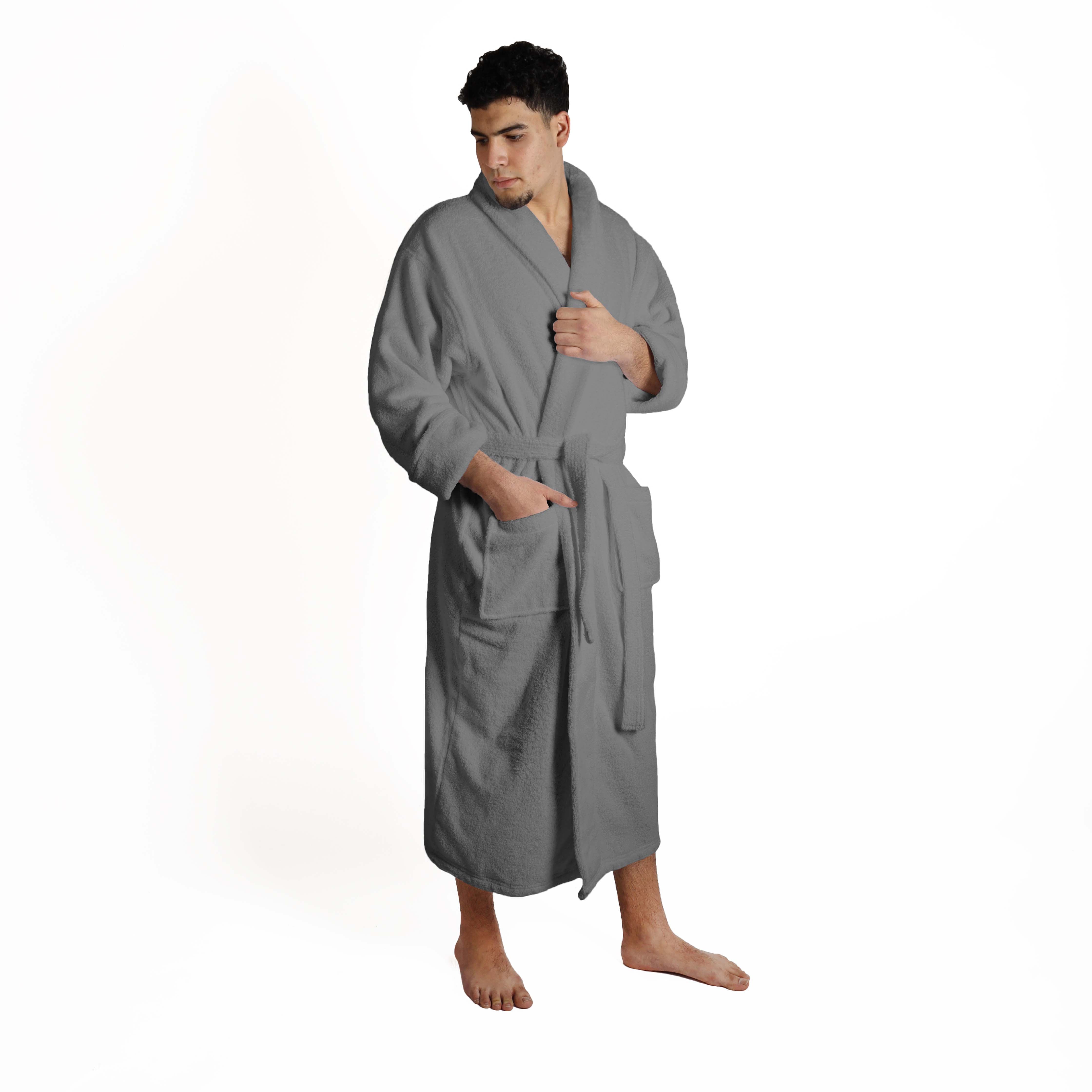 Premium Turkish Cotton Bathrobe for Women & Men - Unisex Shawl Collar Long Robe with Pockets | Soft Spa, Lounge & Hotel Style Bathrobe for Home Relaxation