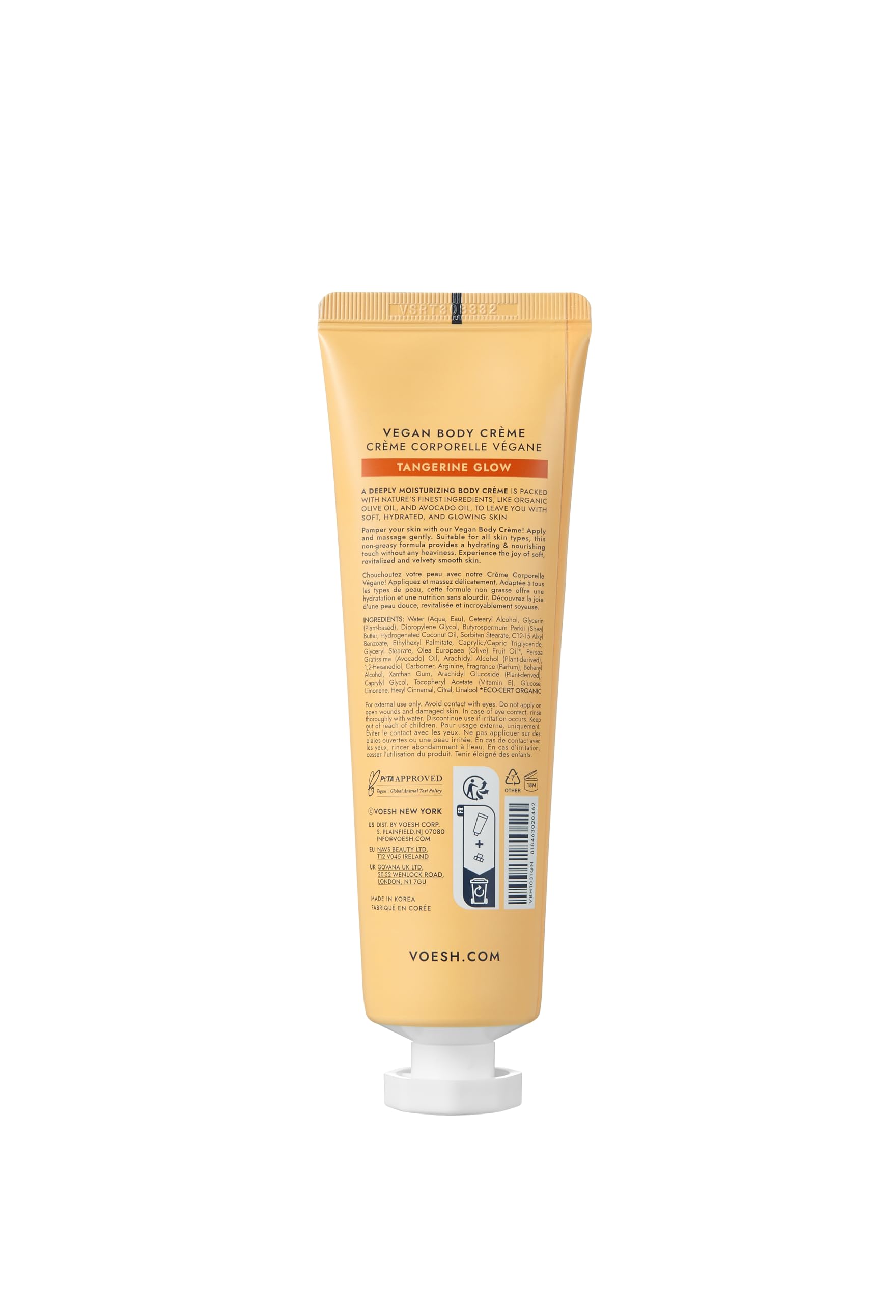 Voesh New York Vegan Velvet Luxe Lotion - Tangerine Glow, 3 oz | Hydrating & Nourishing Body Moisturizer for Dry Skin | Perfect for Daily Use & Spa Days