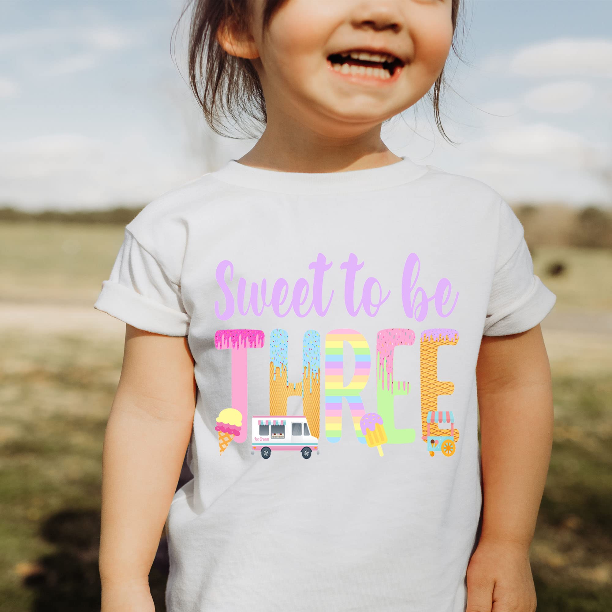 3rd Birthday Shirt for Girls - Ice Cream Theme Cute Toddler Outfit (4T) | Perfect for Birthday Parties & Photo Shoots