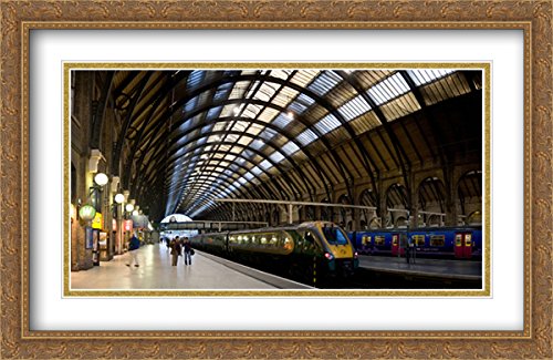 London Kings Cross Railway Station Framed Art Print - Large 40x26 Gold Ornate Frame - Cityscape Wall Decor for Living Room, Office & Study