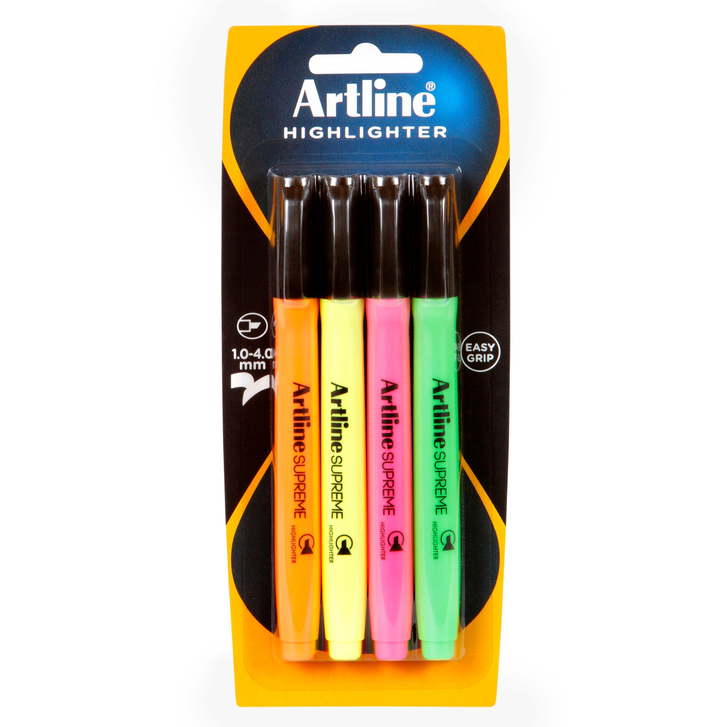 Artline Supreme Neon Highlighter Set of 4 - Bright Color Markers for School, Office & Study Notes | Vibrant Highlighting Pens for Books, Planners & Journals