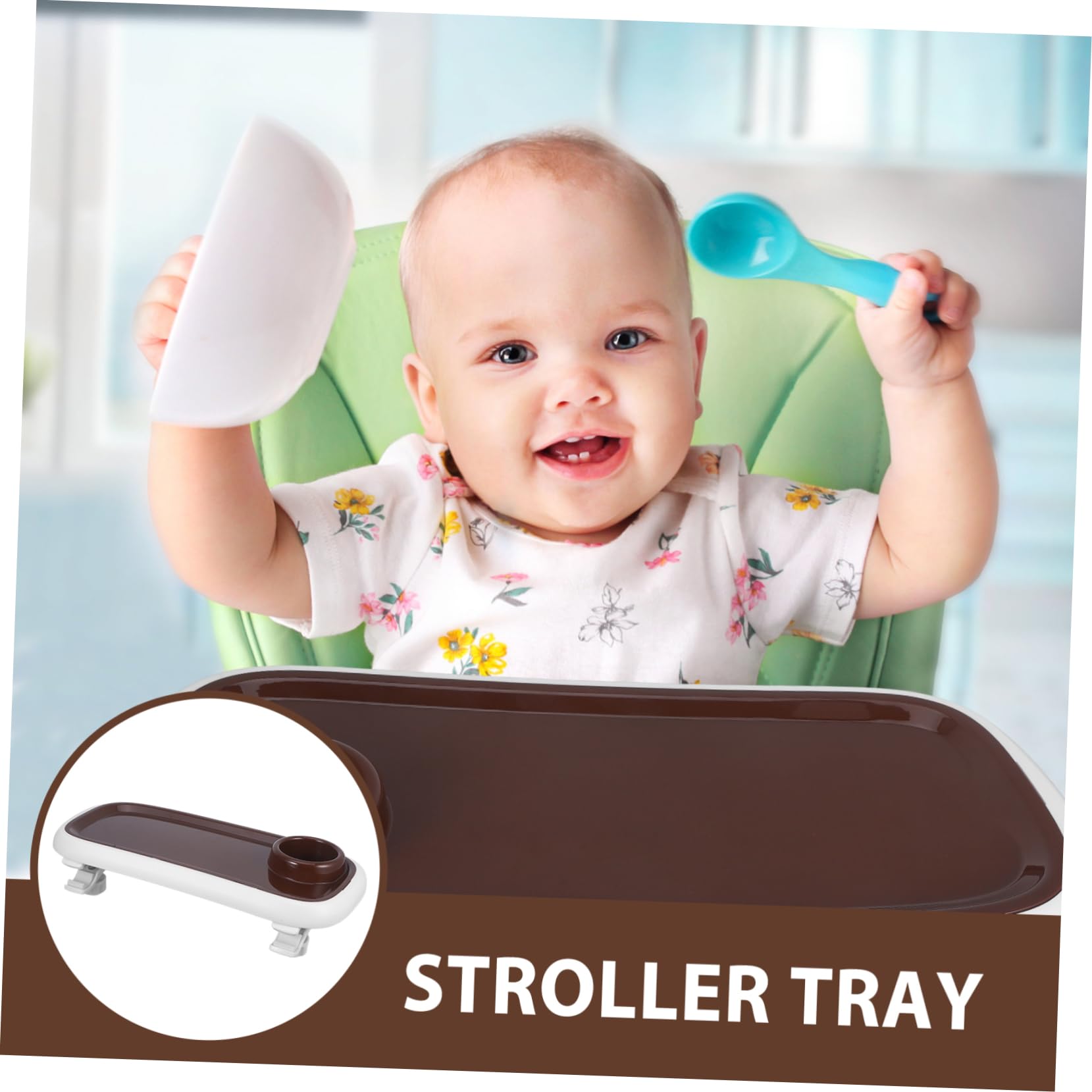 HEMOTON 3-Piece Removable Universal Stroller Tray with Cup Holder - Perfect for Snacks, Toys & Drinks While Strolling with Baby