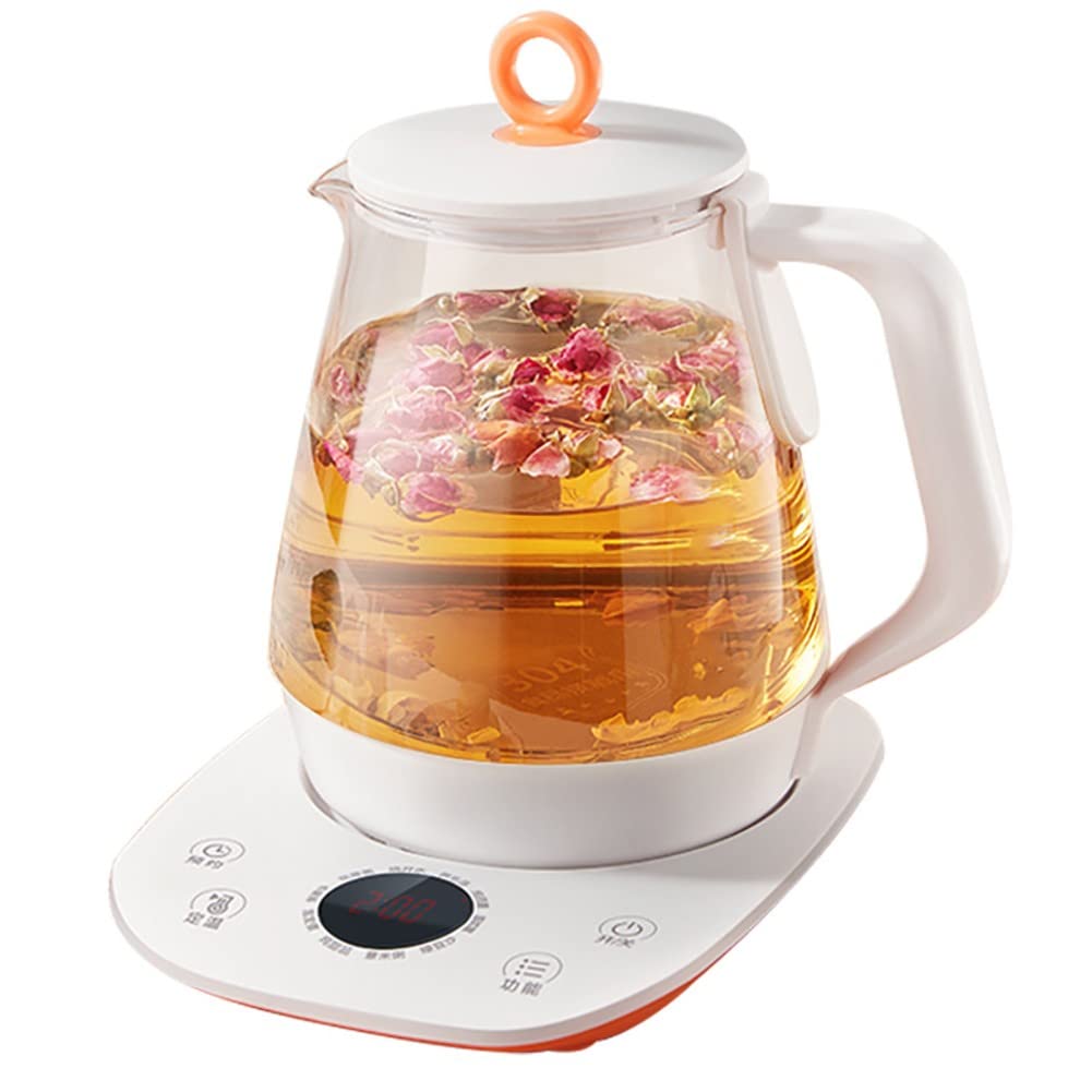 STZXDP 1.5L Electric Glass Tea Kettle with Fast Boil, Programmable Temperature Control, Auto Shut-Off & Boil-Dry Protection, BPA-Free - Pink & White for Home, Office, Dorm & Tea Lovers