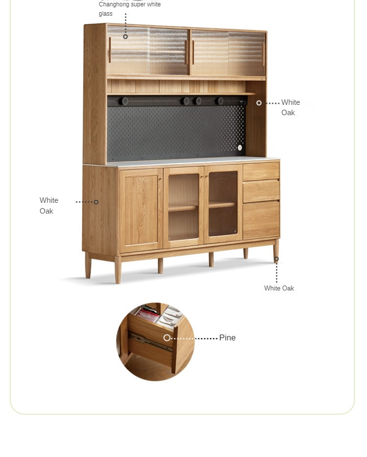 Solid Oak Wood Rock Plate Storage Cabinet - High Capacity Organizer for Kitchen, Living Room, or Office