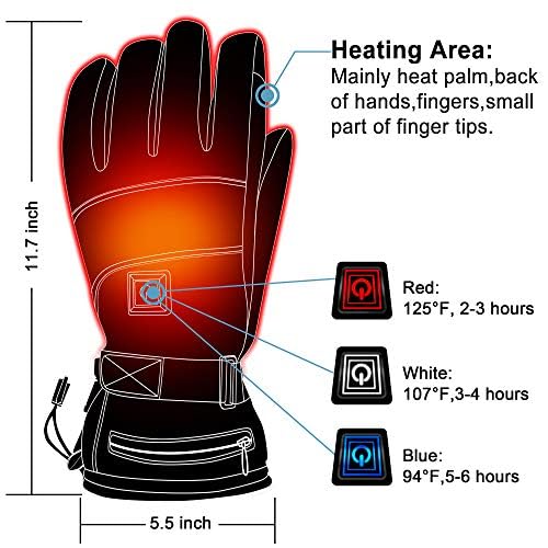 Rechargeable Battery Heated Gloves for Men & Women - Winter Electric Hand Warmers, Waterproof & Touchscreen Compatible - Perfect for Arthritis Relief, Skiing, Hunting, Fishing & Motorcycling - Stay Warm in Cold Weather Activities